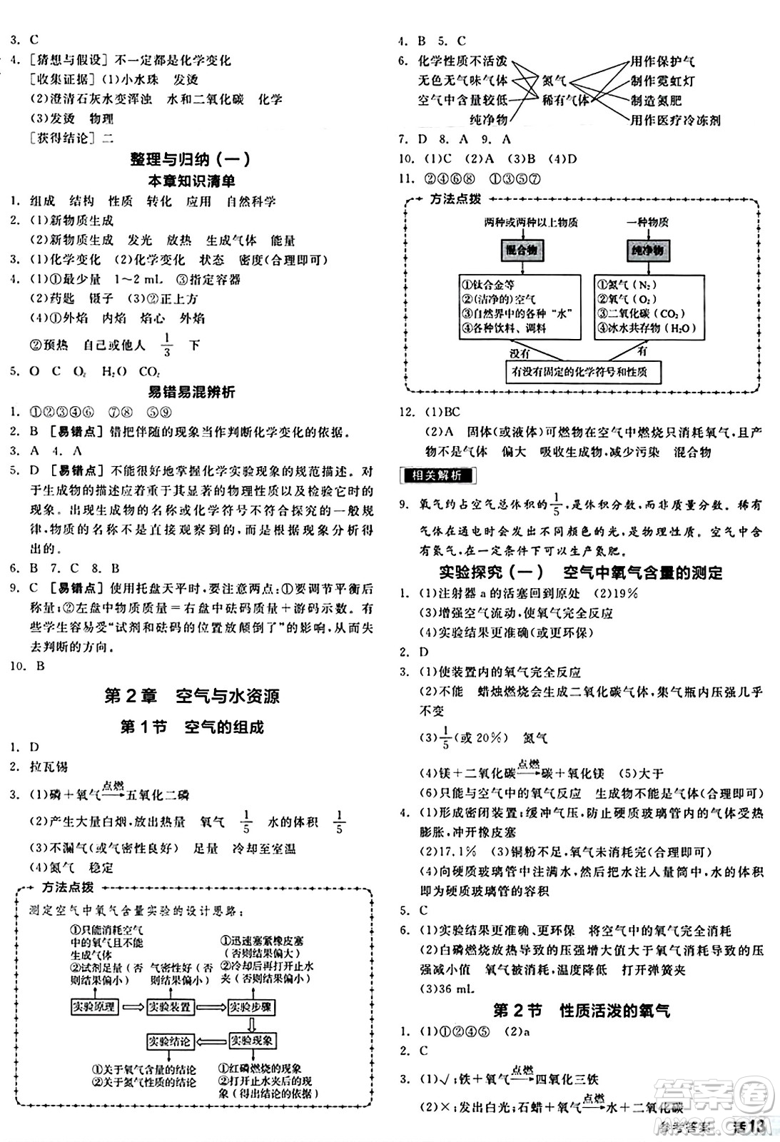北京時代華文書局2024秋全品作業(yè)本九年級化學(xué)上冊滬教版答案