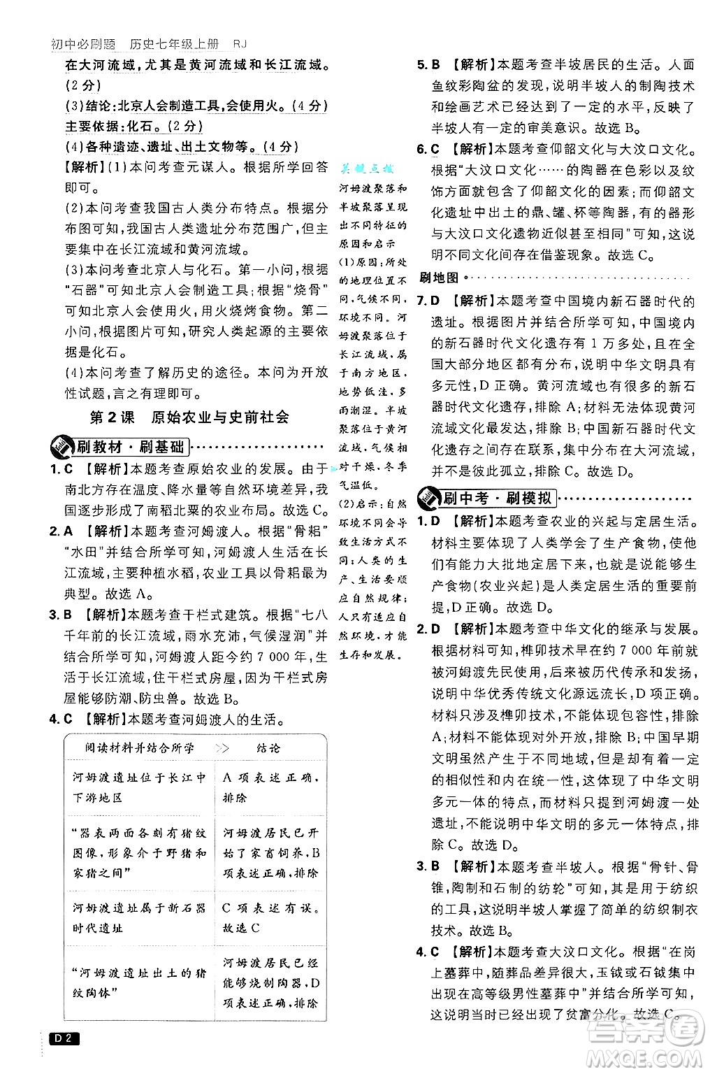 開明出版社2025屆初中必刷題拔尖提優(yōu)訓(xùn)練七年級(jí)歷史上冊(cè)人教版答案