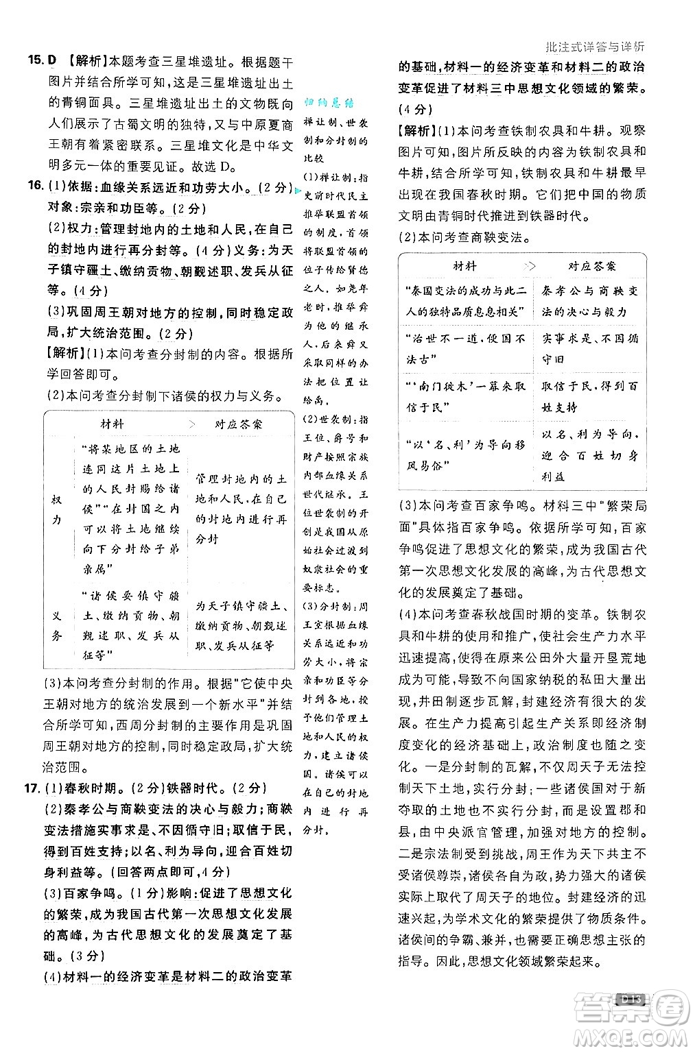 開明出版社2025屆初中必刷題拔尖提優(yōu)訓(xùn)練七年級(jí)歷史上冊(cè)人教版答案