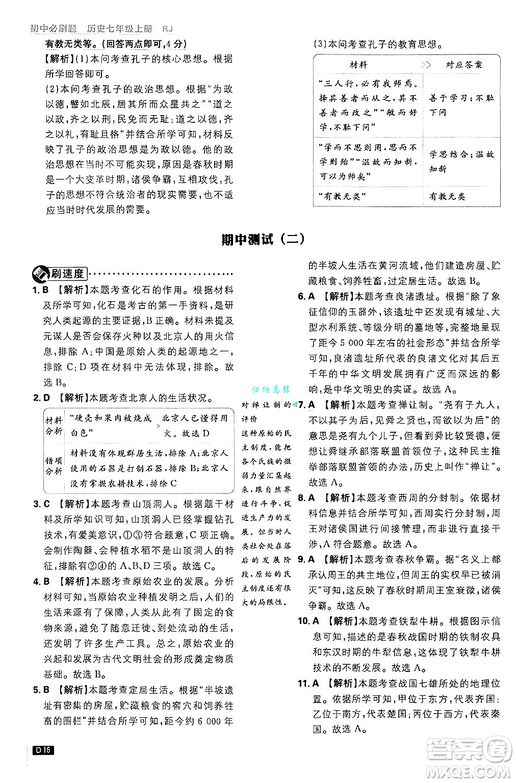 開明出版社2025屆初中必刷題拔尖提優(yōu)訓(xùn)練七年級(jí)歷史上冊(cè)人教版答案