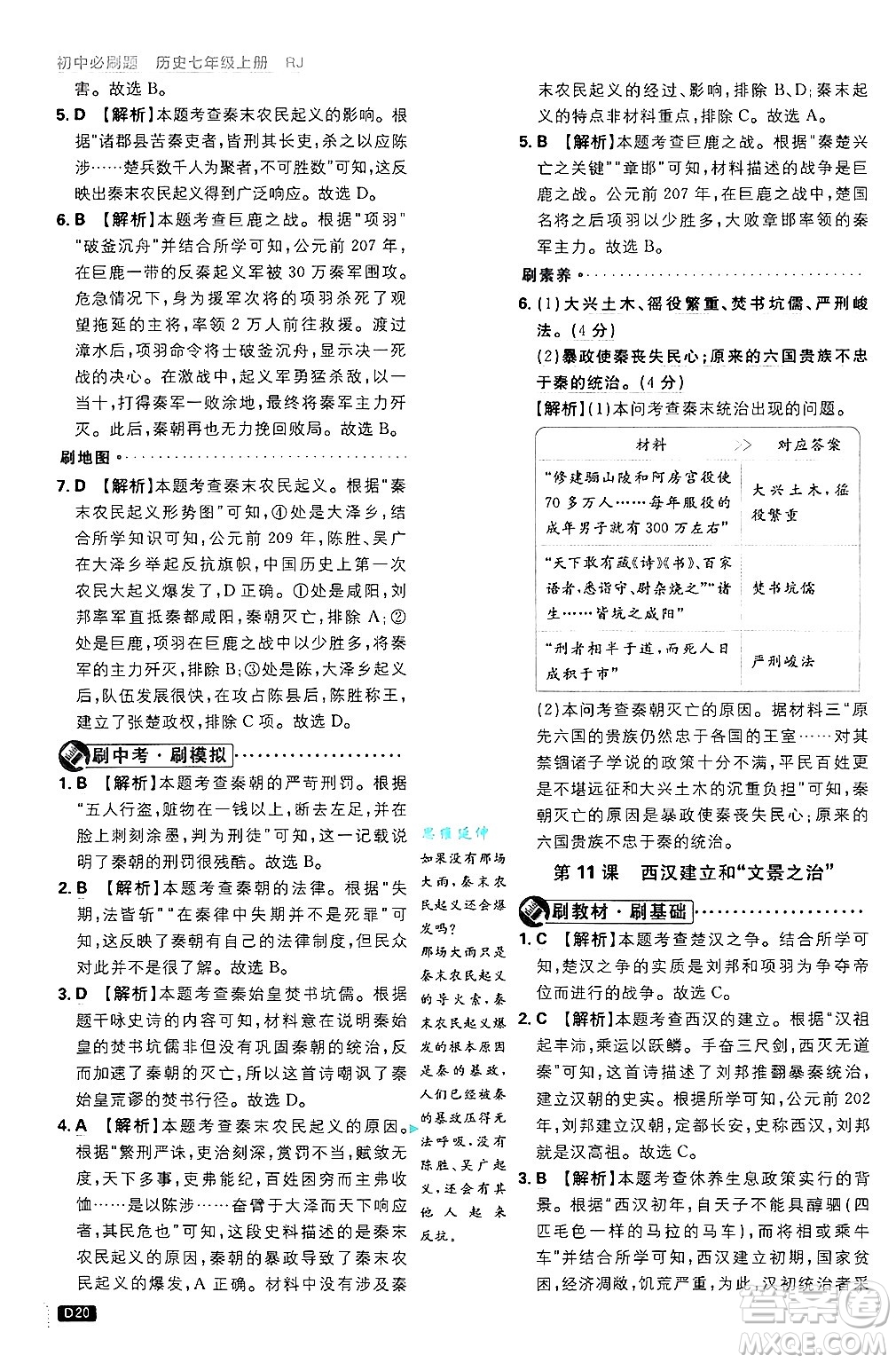 開明出版社2025屆初中必刷題拔尖提優(yōu)訓(xùn)練七年級(jí)歷史上冊(cè)人教版答案