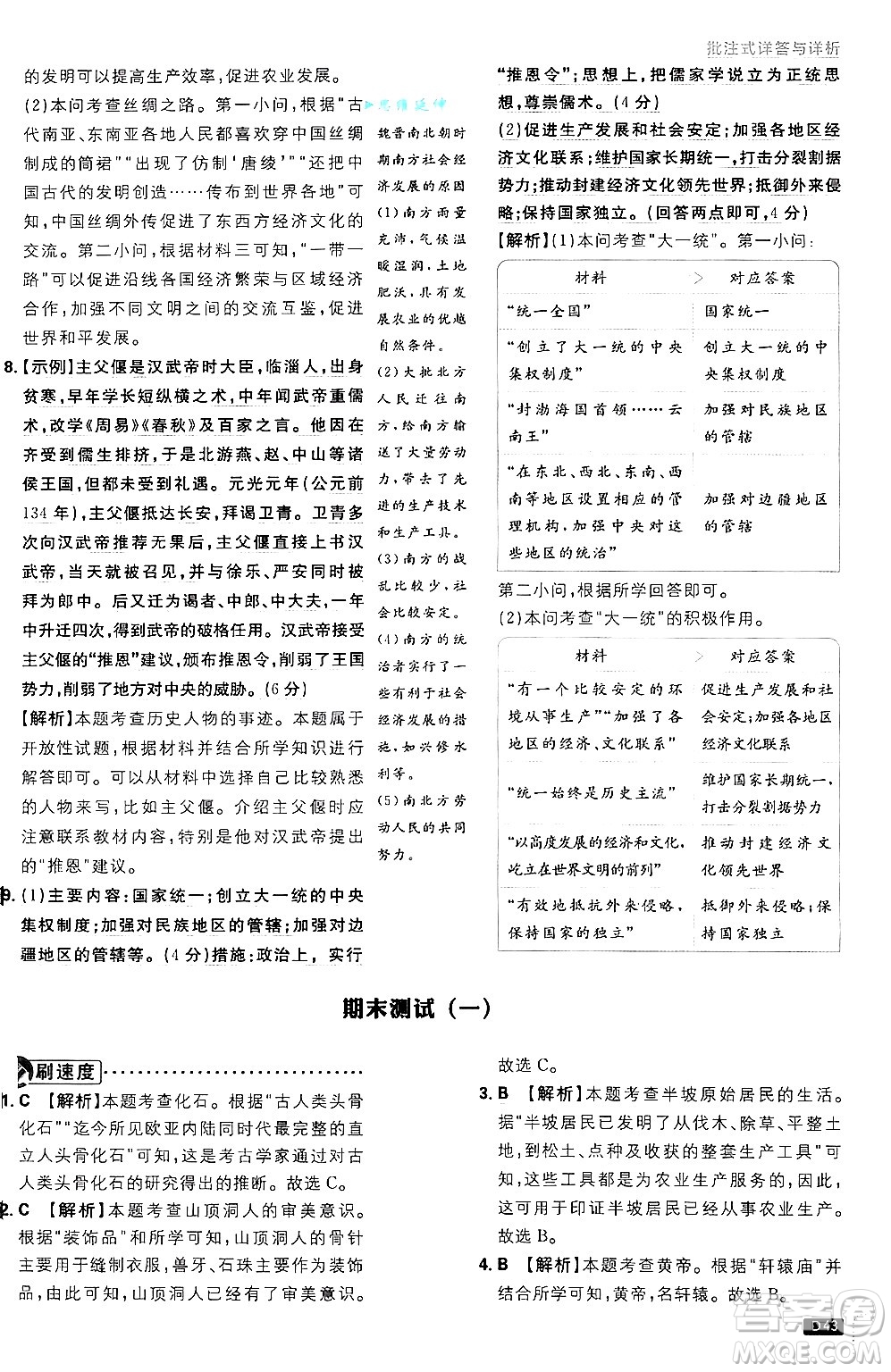 開明出版社2025屆初中必刷題拔尖提優(yōu)訓(xùn)練七年級(jí)歷史上冊(cè)人教版答案