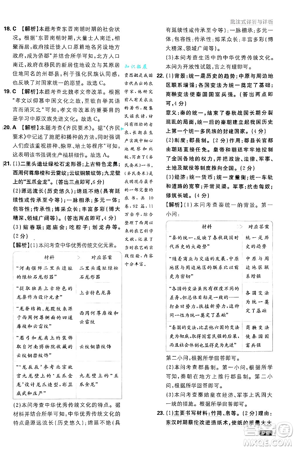 開明出版社2025屆初中必刷題拔尖提優(yōu)訓(xùn)練七年級(jí)歷史上冊(cè)人教版答案