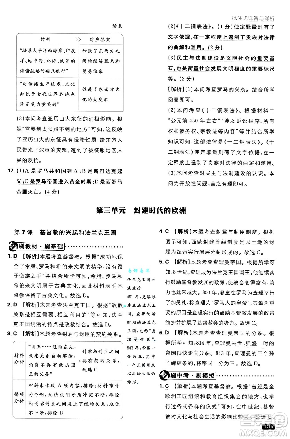 開明出版社2025屆初中必刷題拔尖提優(yōu)訓(xùn)練九年級歷史上冊人教版答案