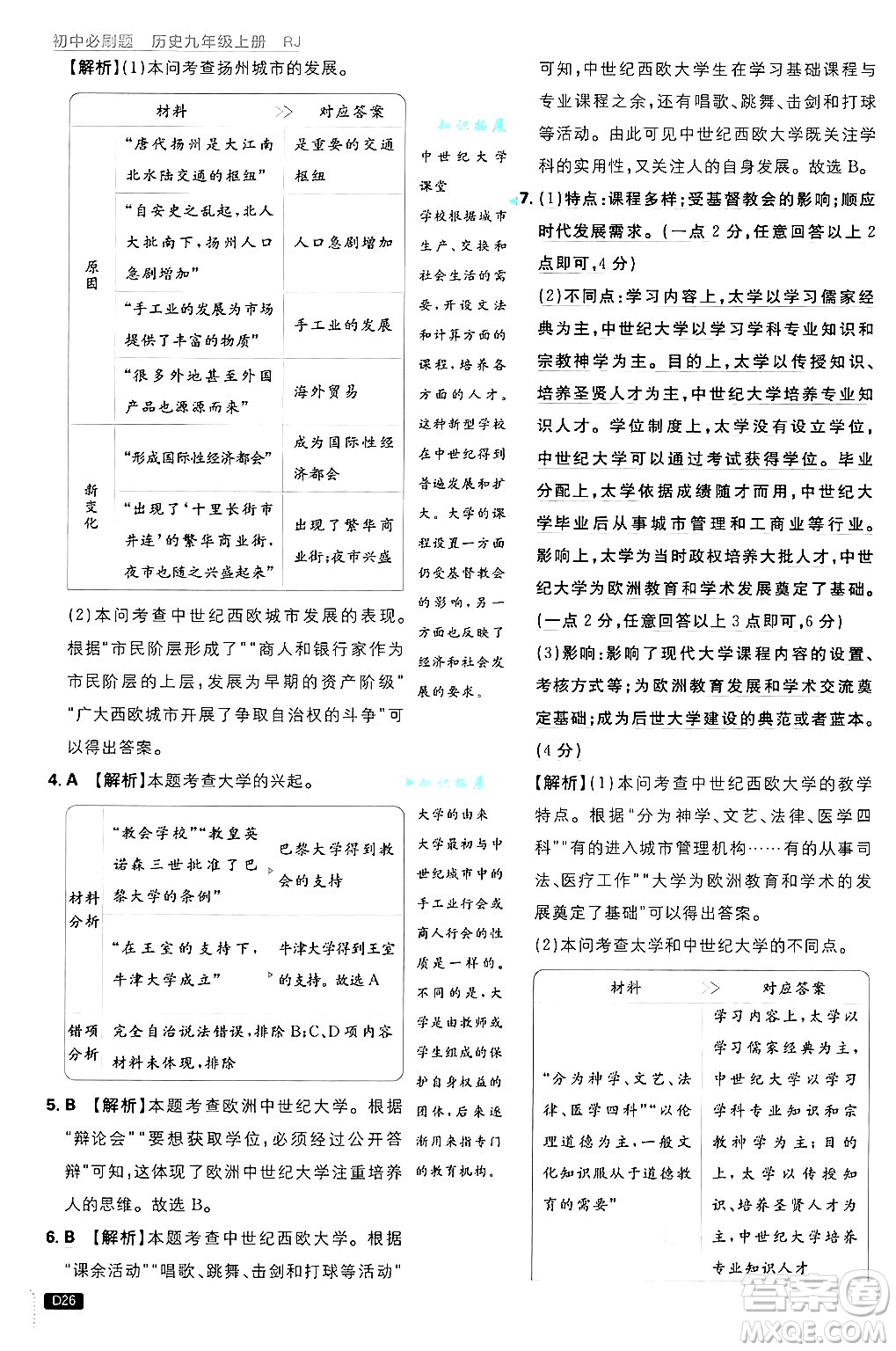 開明出版社2025屆初中必刷題拔尖提優(yōu)訓(xùn)練九年級歷史上冊人教版答案