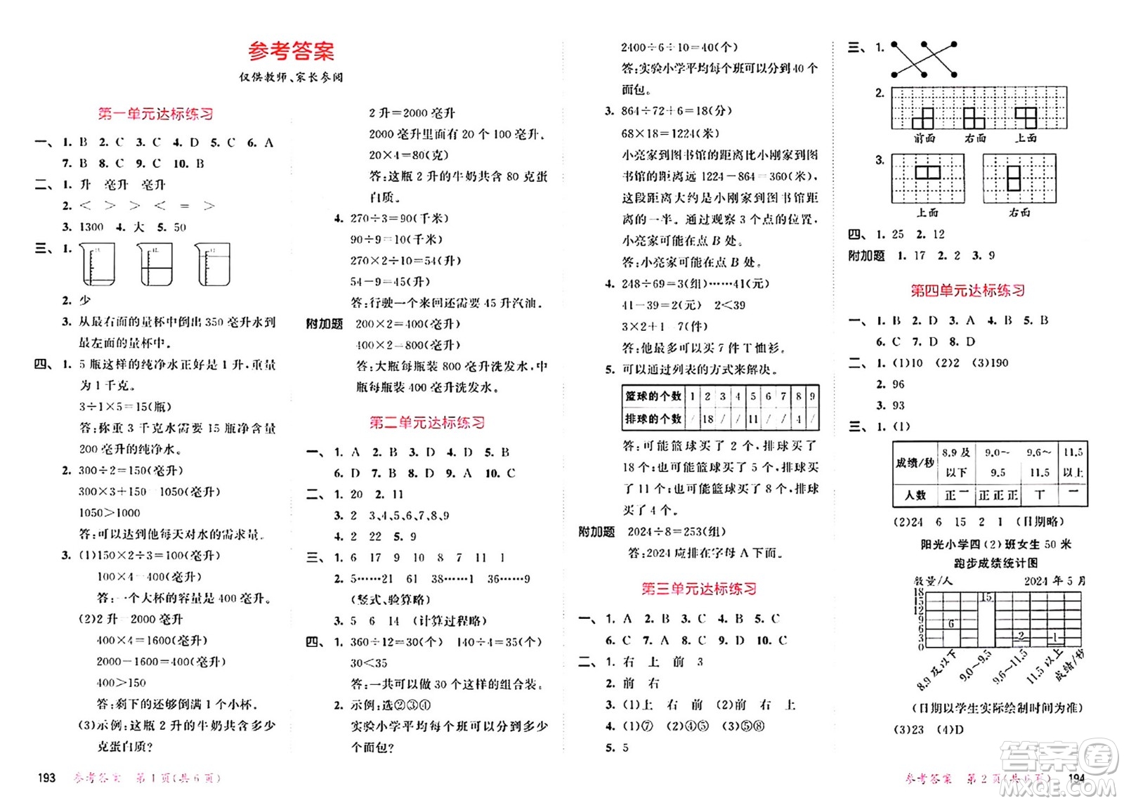 山東畫報(bào)出版社2024年秋53天天練四年級(jí)數(shù)學(xué)上冊(cè)蘇教版答案