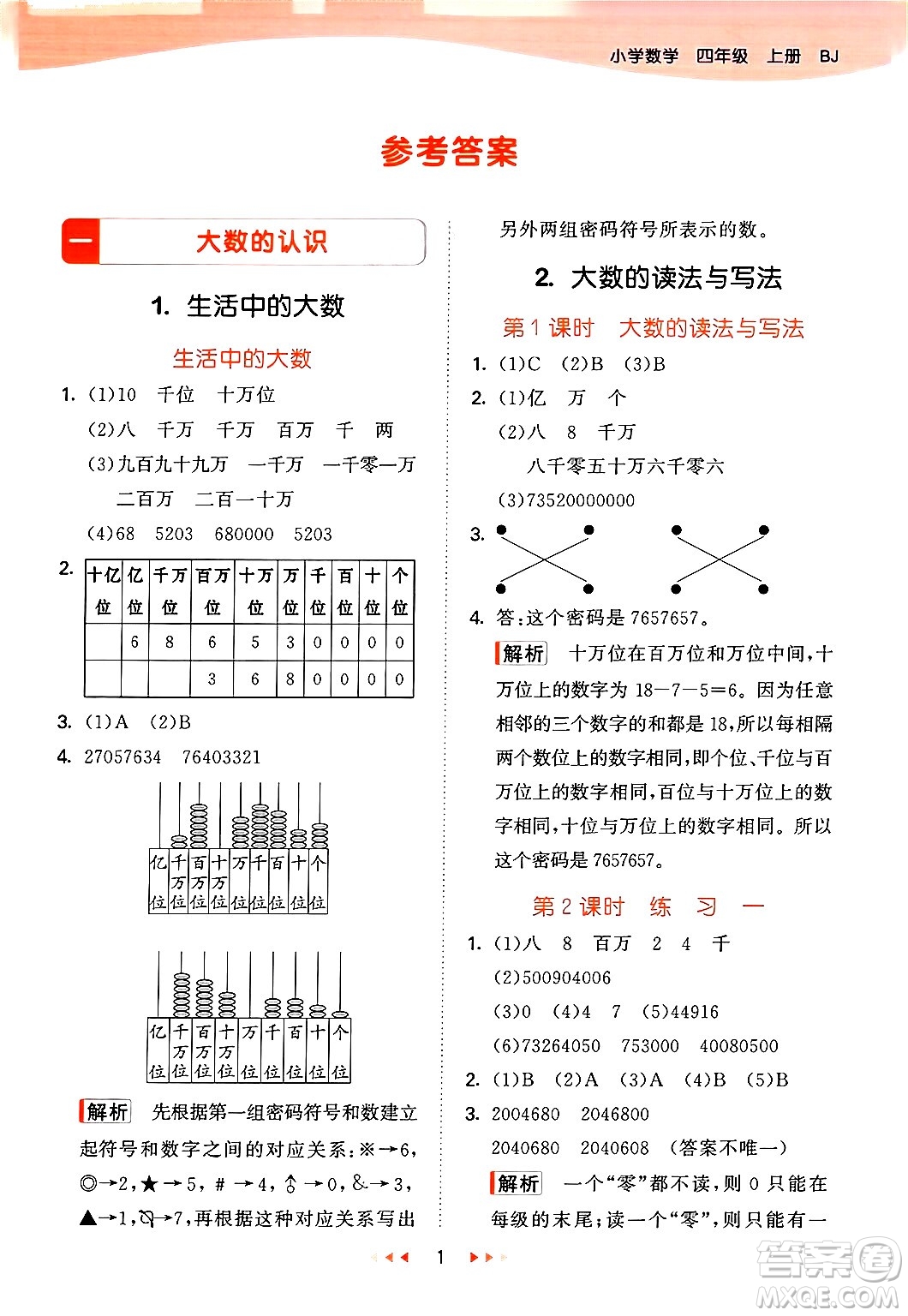 首都師范大學(xué)出版社2024年秋53天天練四年級(jí)數(shù)學(xué)上冊(cè)北京版答案