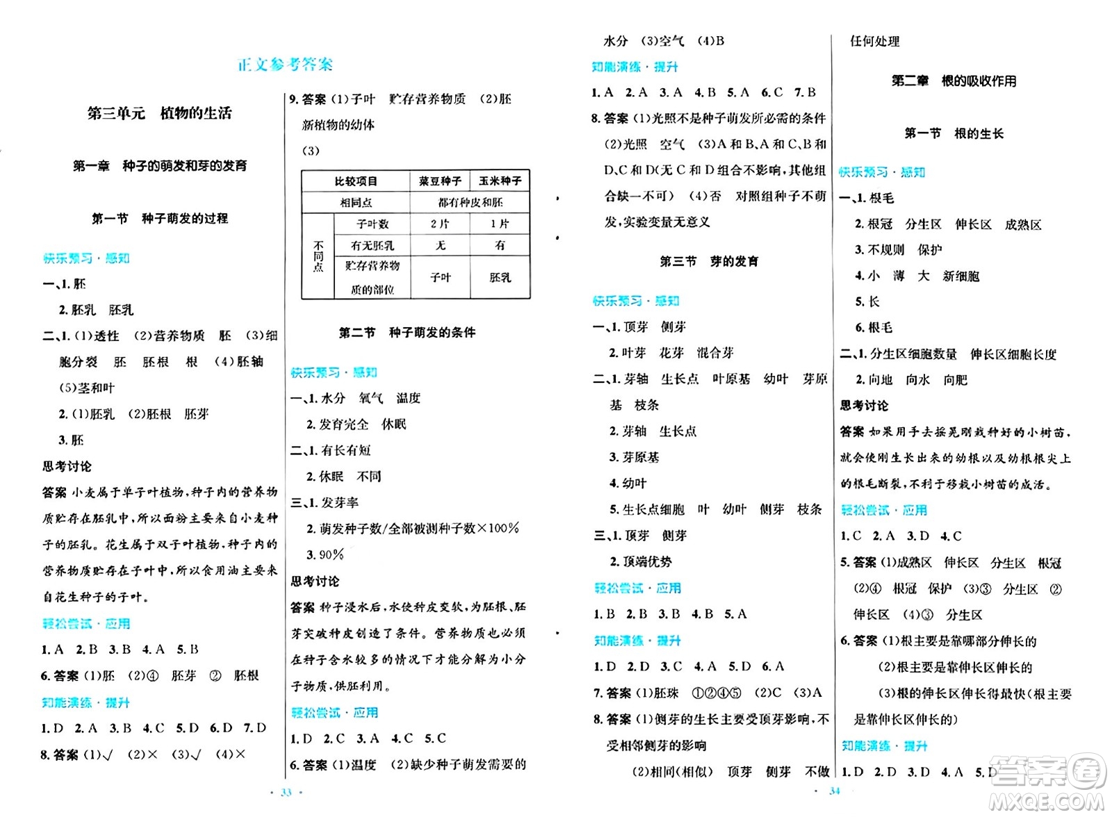 知識(shí)出版社2024年秋初中同步測(cè)控優(yōu)化設(shè)計(jì)八年級(jí)生物上冊(cè)冀少版福建專版答案