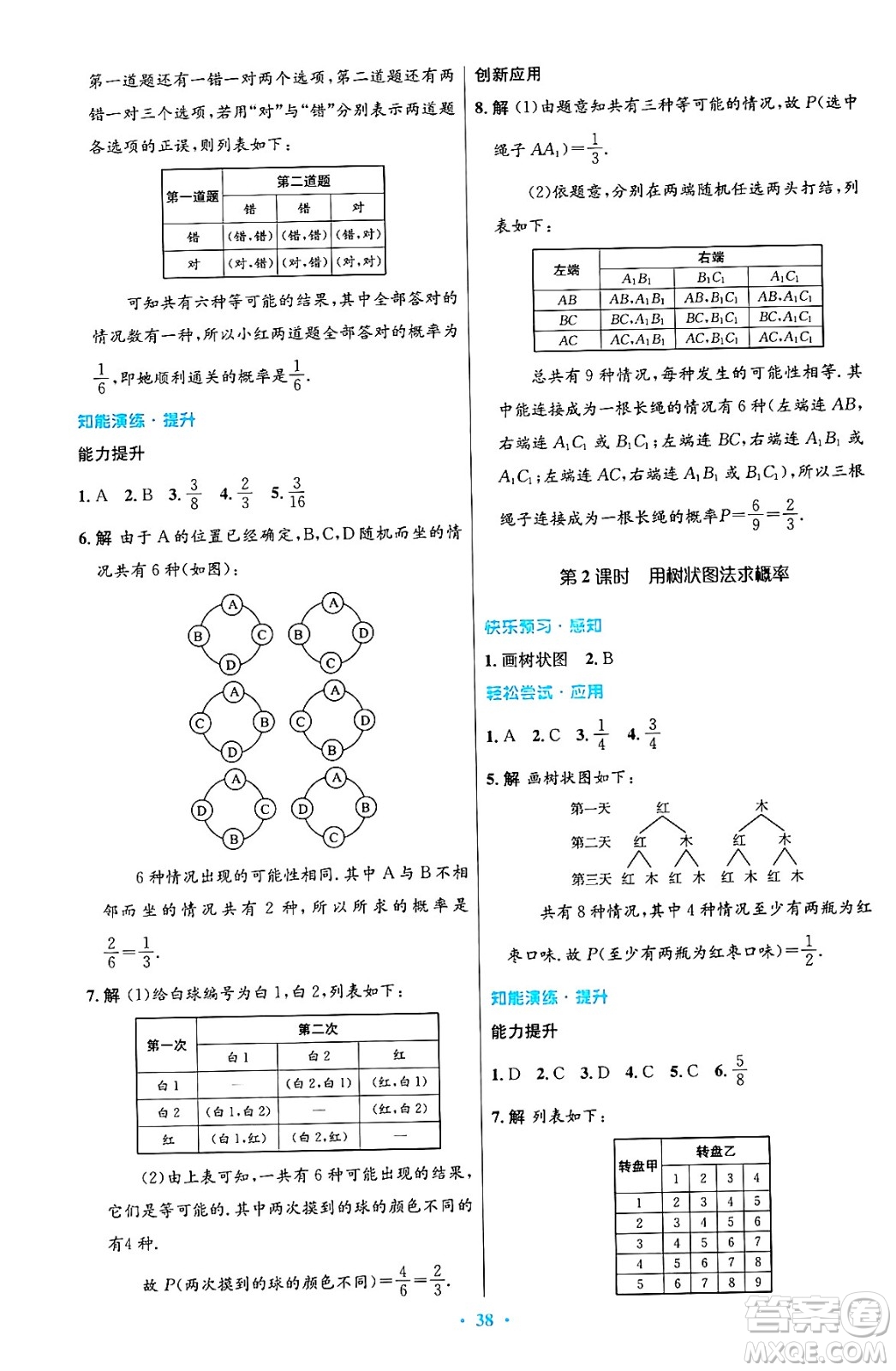 人民教育出版社2024年秋初中同步測控優(yōu)化設計九年級數學上冊人教版答案