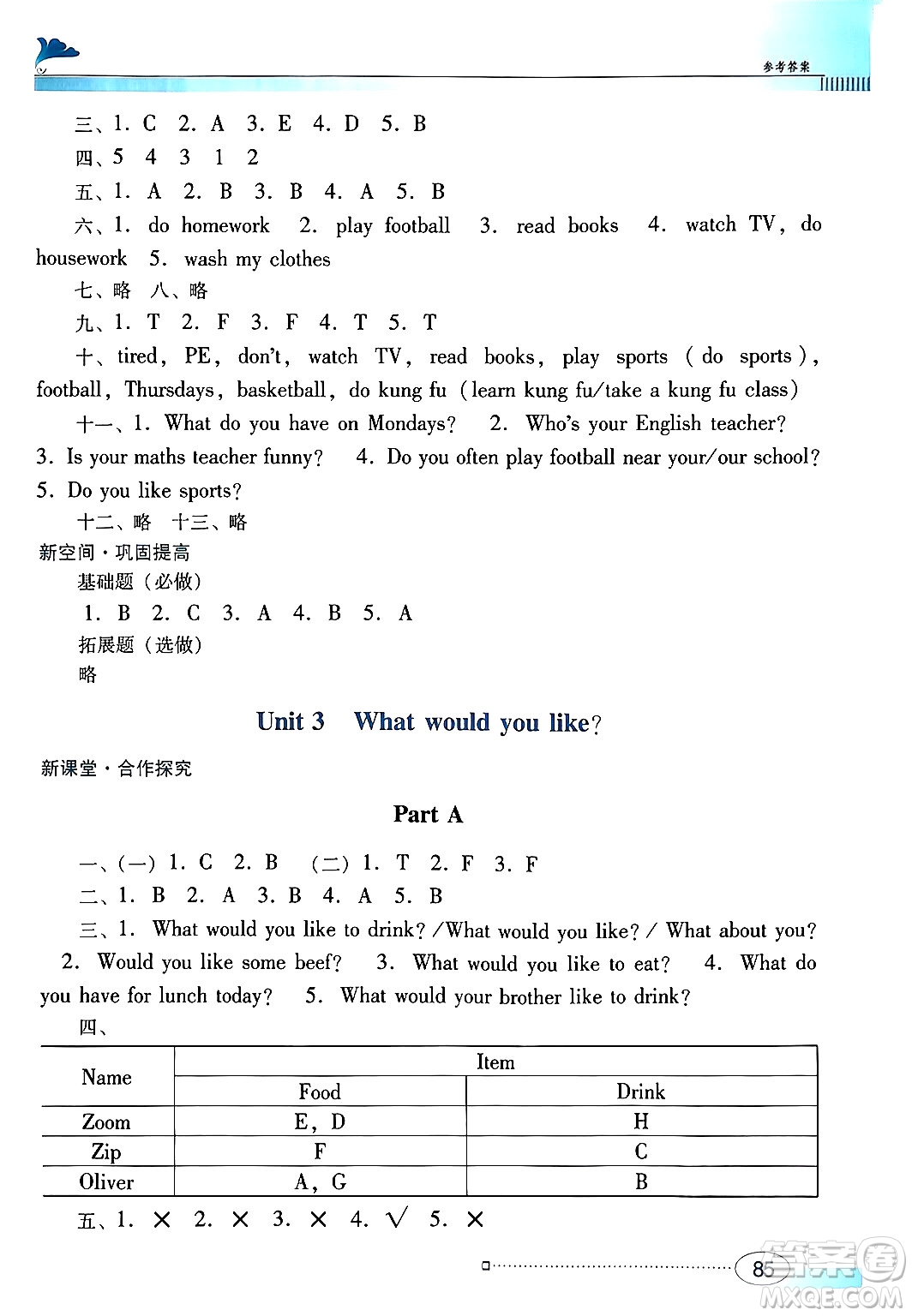 廣東教育出版社2024年秋南方新課堂金牌學(xué)案五年級(jí)英語(yǔ)上冊(cè)人教PEP版答案