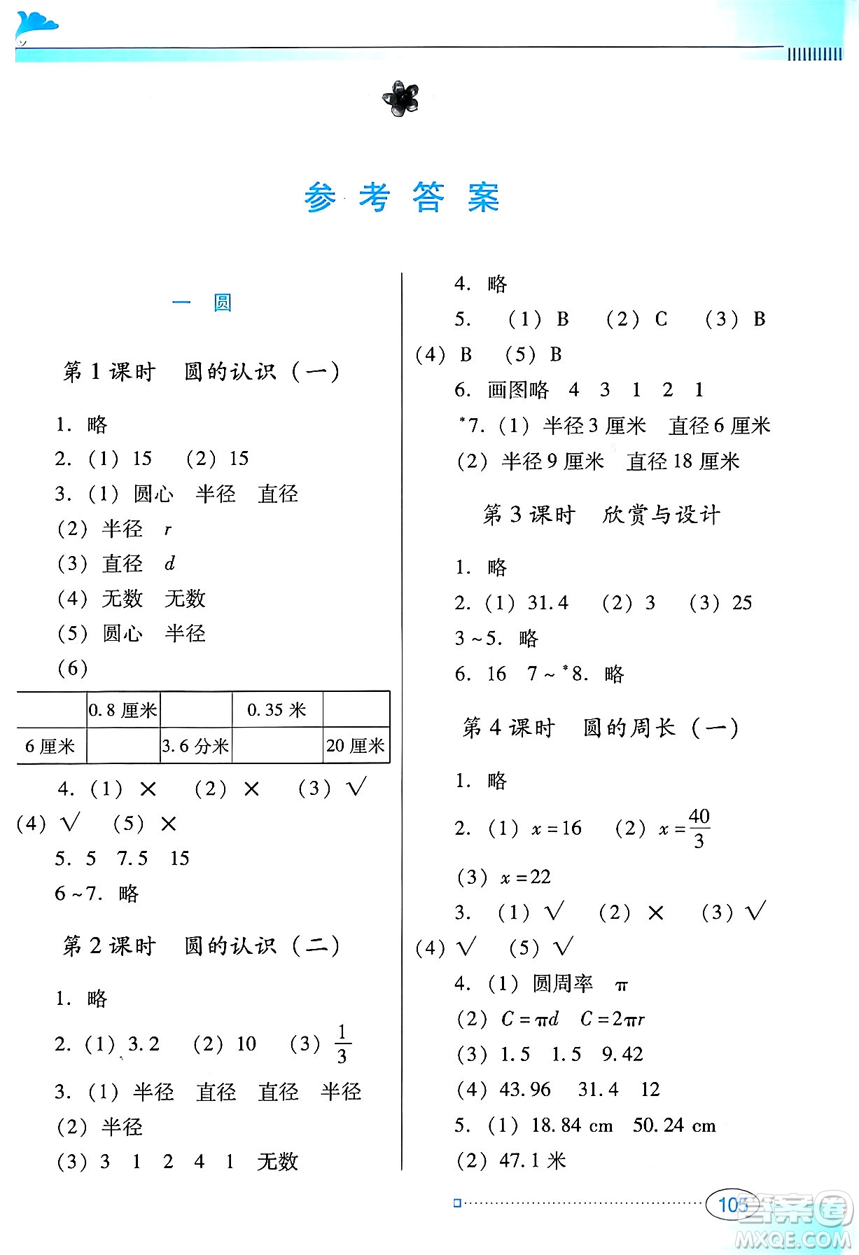 廣東教育出版社2024年秋南方新課堂金牌學案六年級數(shù)學上冊北師大版答案