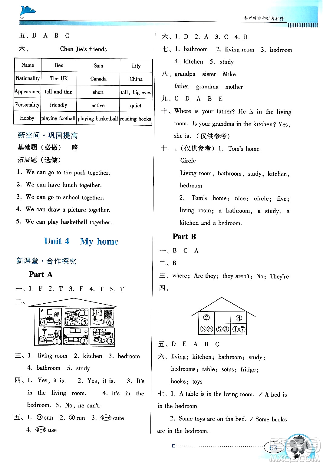 廣東教育出版社2024年秋南方新課堂金牌學(xué)案四年級(jí)英語上冊(cè)人教PEP版答案
