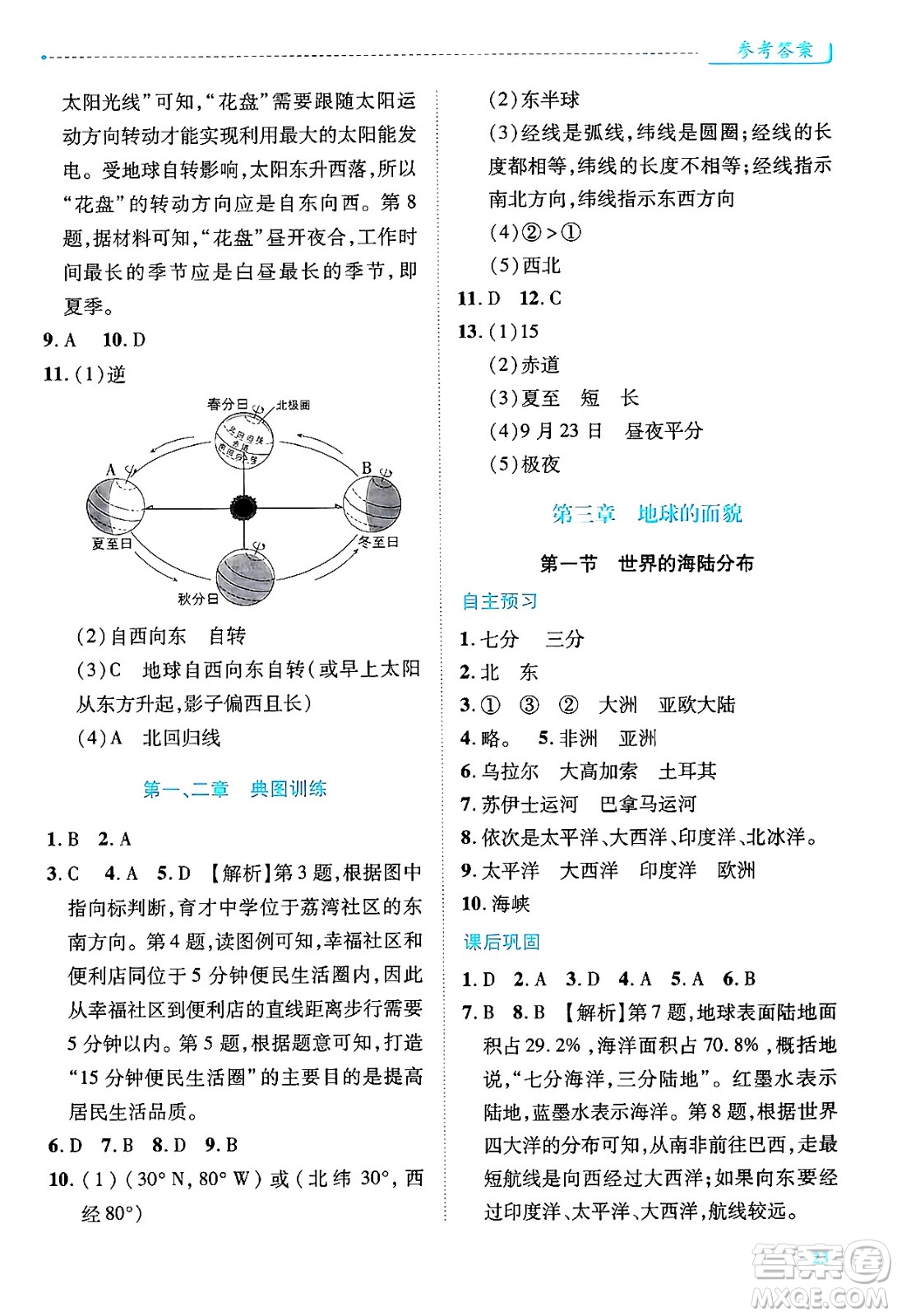 陜西師范大學(xué)出版總社有限公司2024年秋績優(yōu)學(xué)案七年級地理上冊湘教版答案