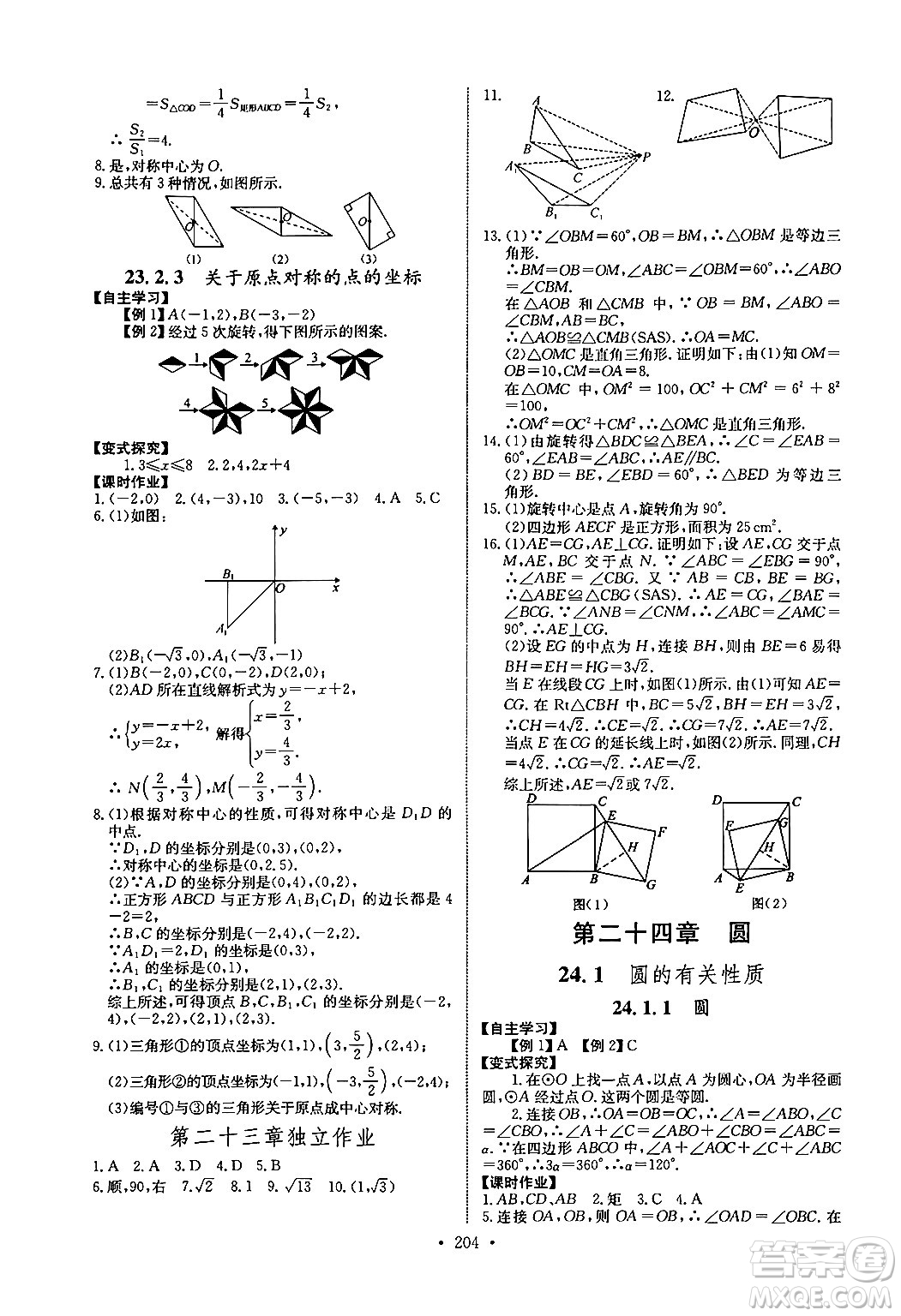 長江少年兒童出版社2025年秋長江全能學案同步練習冊九年級數(shù)學全一冊人教版答案