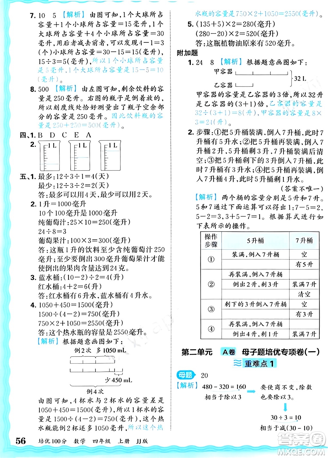 江西人民出版社2024年秋王朝霞培優(yōu)100分四年級數(shù)學(xué)上冊冀教版答案