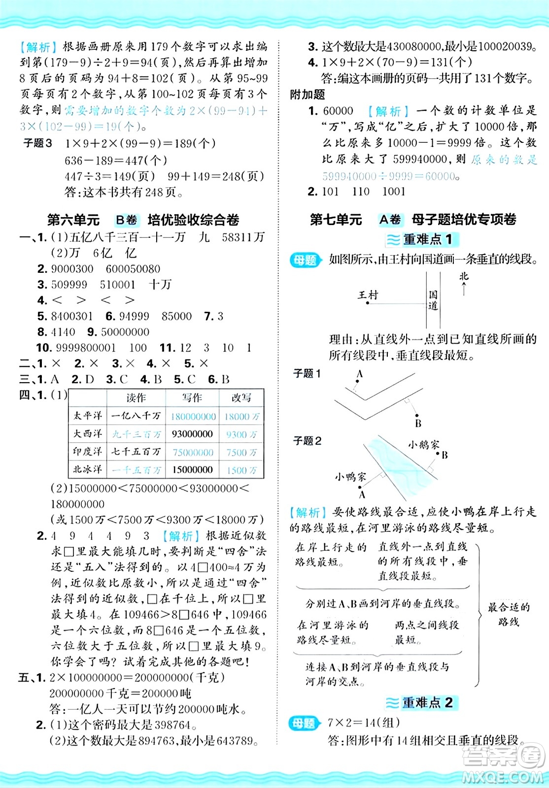 江西人民出版社2024年秋王朝霞培優(yōu)100分四年級數(shù)學(xué)上冊冀教版答案