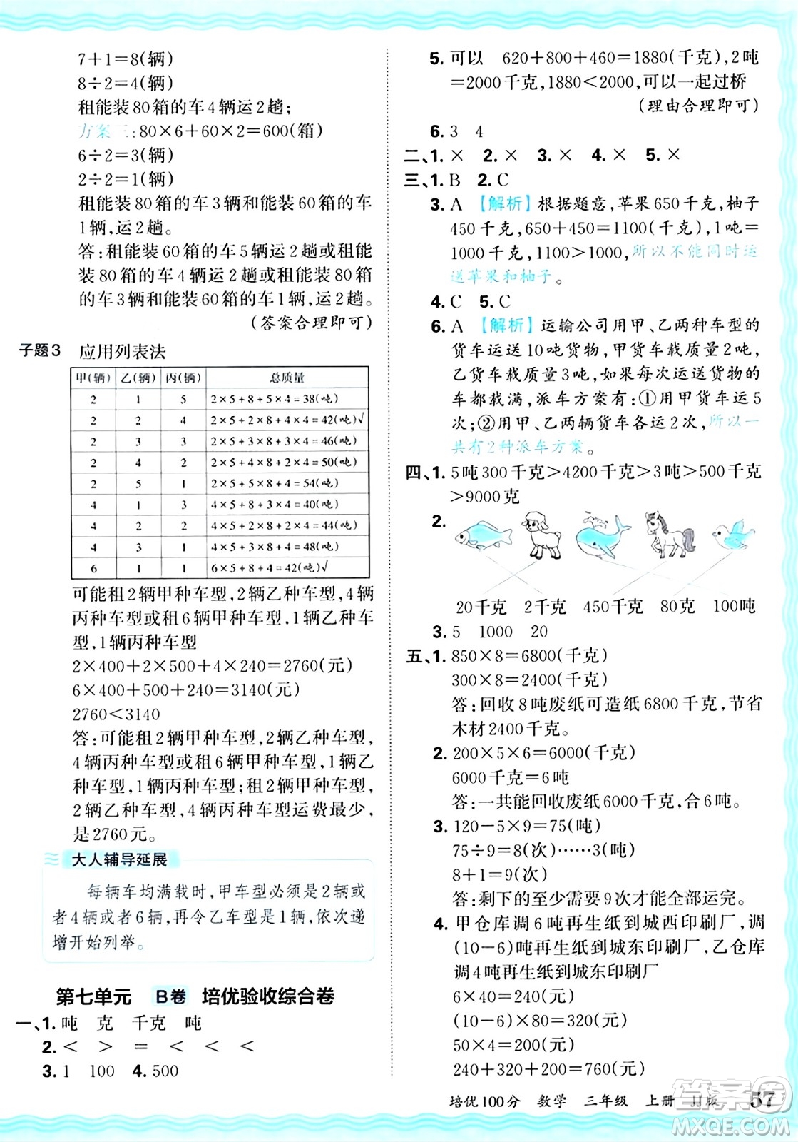 江西人民出版社2024年秋王朝霞培優(yōu)100分三年級數(shù)學(xué)上冊冀教版答案