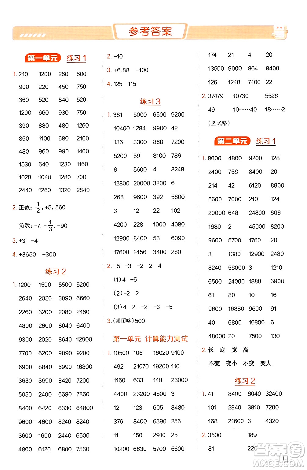 安徽教育出版社2024年秋榮德基星級口算天天練五年級數(shù)學上冊蘇教版答案