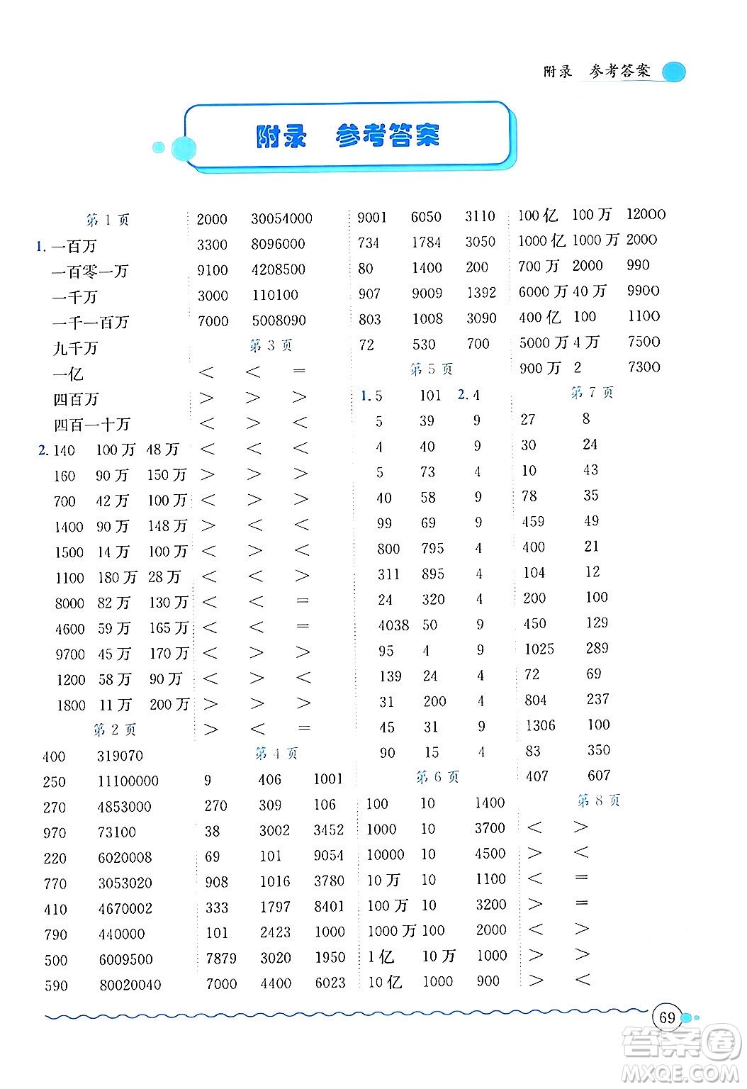 龍門書局2024年秋黃岡小狀元口算速算練習冊四年級數(shù)學上冊人教版答案