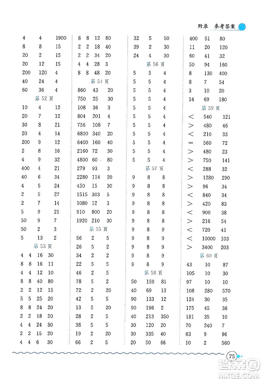 龍門書局2024年秋黃岡小狀元口算速算練習(xí)冊四年級數(shù)學(xué)上冊北師大版答案