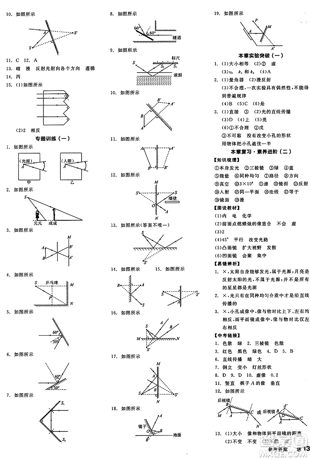 陽光出版社2024年秋全品學(xué)練考八年級物理上冊蘇科版陜西專版答案
