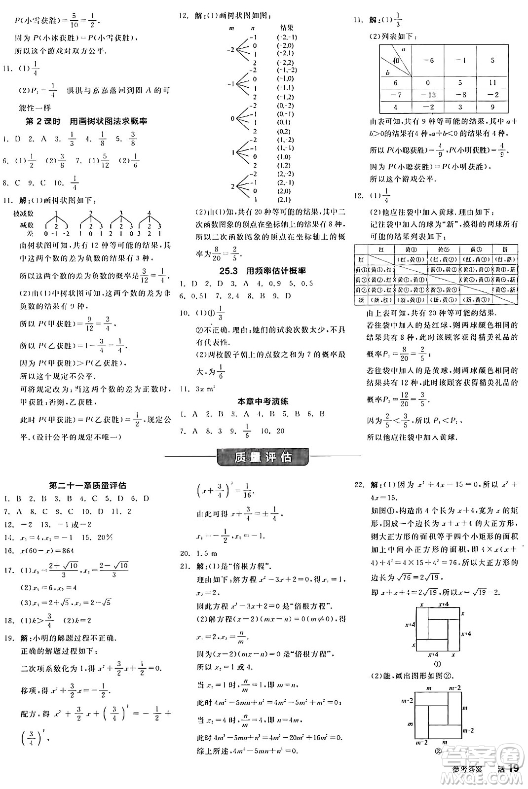 陽光出版社2024年秋全品學(xué)練考九年級(jí)數(shù)學(xué)上冊(cè)人教版答案