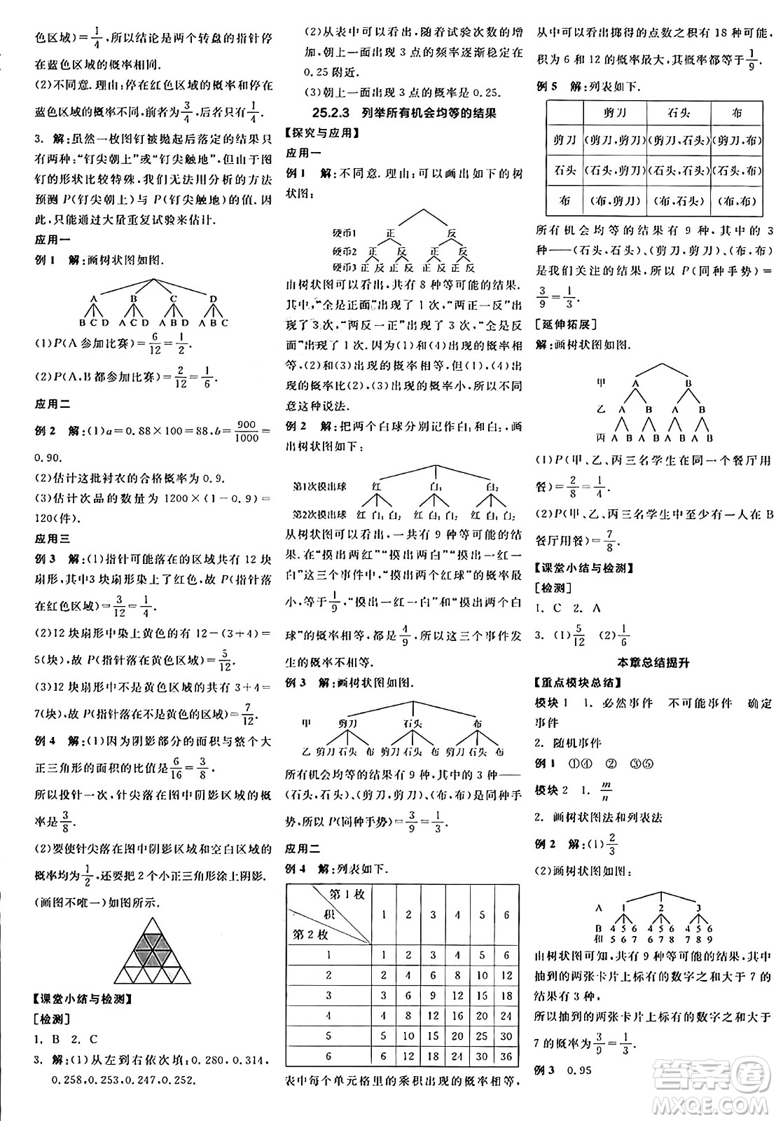 陽光出版社2024年秋全品學練考九年級數(shù)學上冊華師版答案