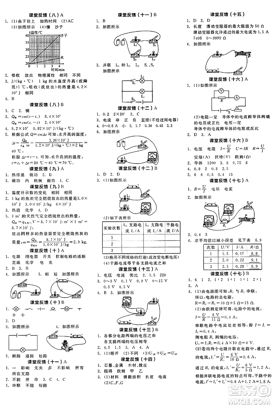 陽(yáng)光出版社2024年秋全品學(xué)練考九年級(jí)物理上冊(cè)蘇科版江蘇專版答案