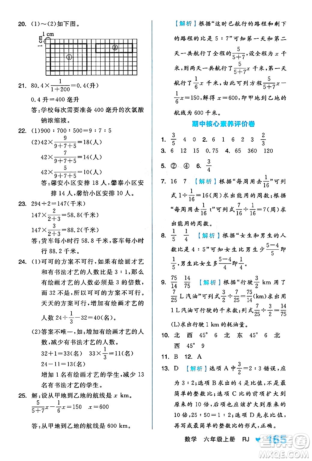 開(kāi)明出版社2024年秋全品學(xué)練考六年級(jí)數(shù)學(xué)上冊(cè)人教版答案