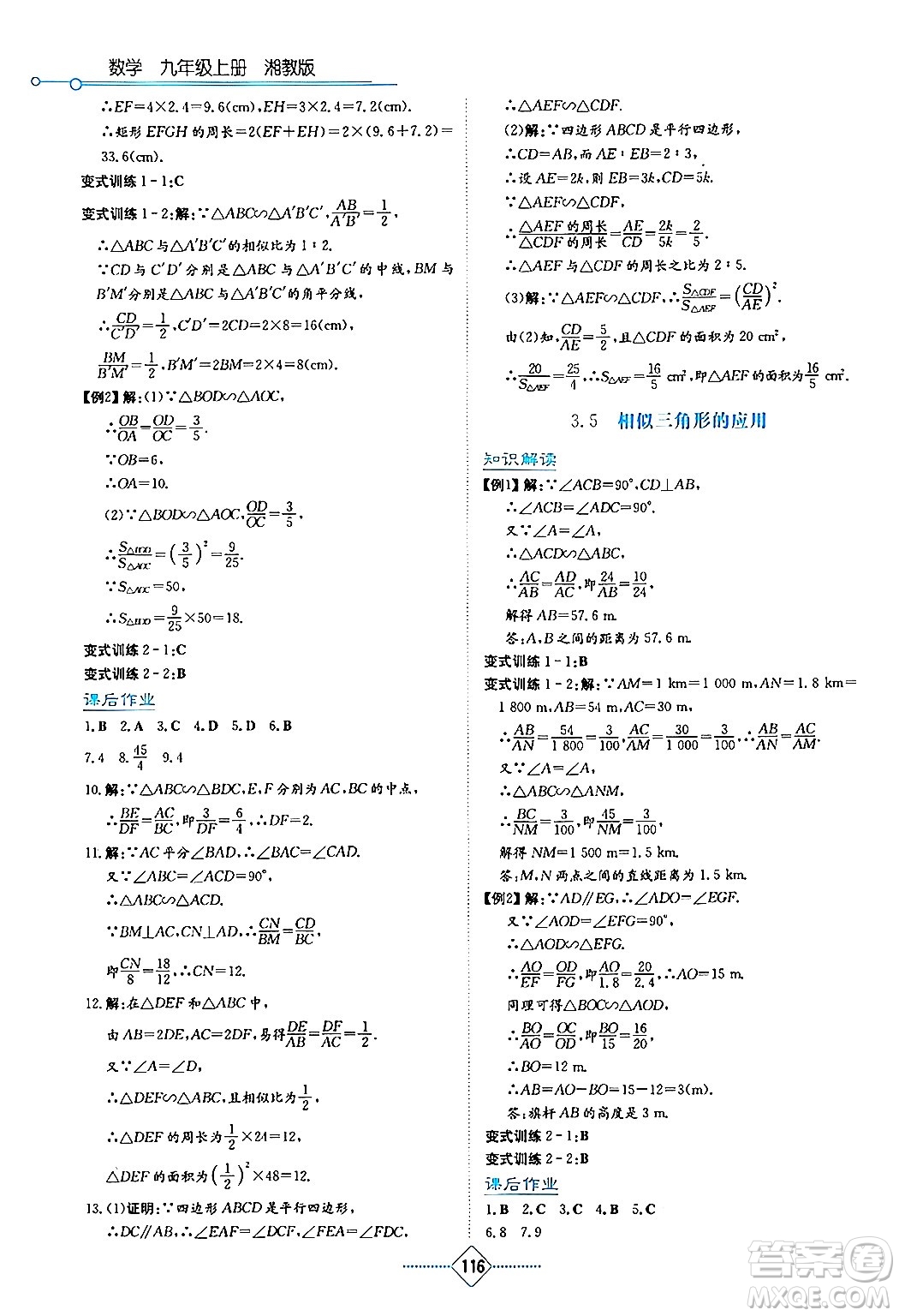 湖南教育出版社2024年秋學(xué)法大視野九年級數(shù)學(xué)上冊湘教版答案