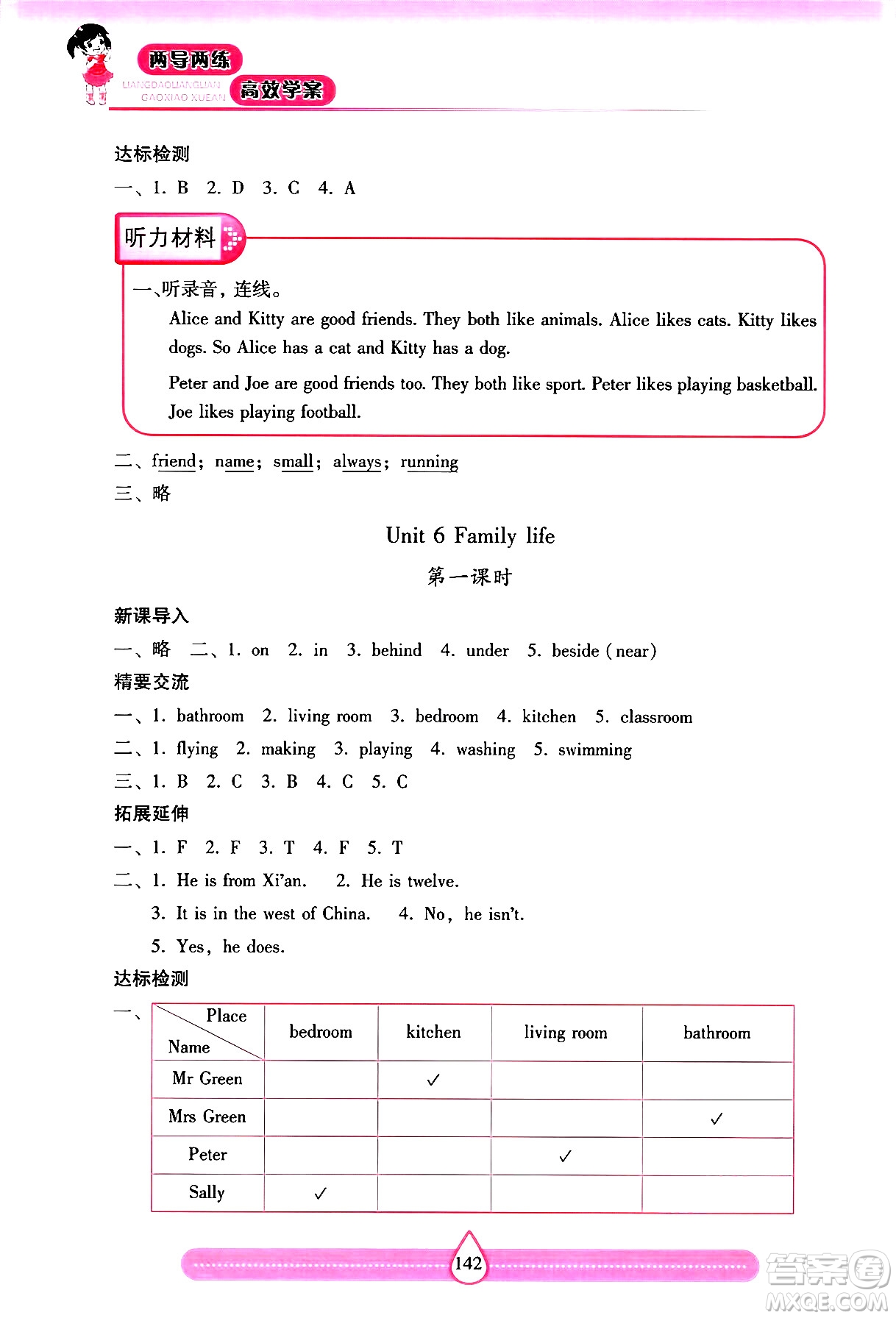 希望出版社2024年秋新課標兩導(dǎo)兩練高效學(xué)案五年級英語上冊滬教版答案