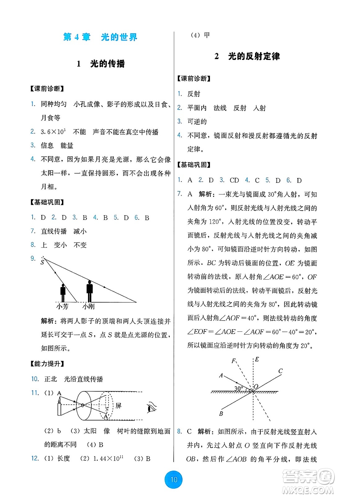 教育科學(xué)出版社2024年秋能力培養(yǎng)與測(cè)試八年級(jí)物理上冊(cè)教科版答案