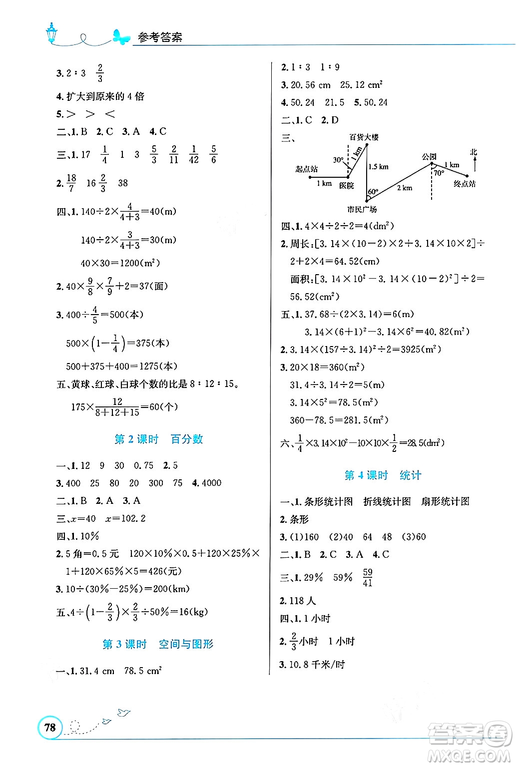 人民教育出版社2024年秋小學(xué)同步測控優(yōu)化設(shè)計(jì)六年級數(shù)學(xué)上冊人教版福建專版答案