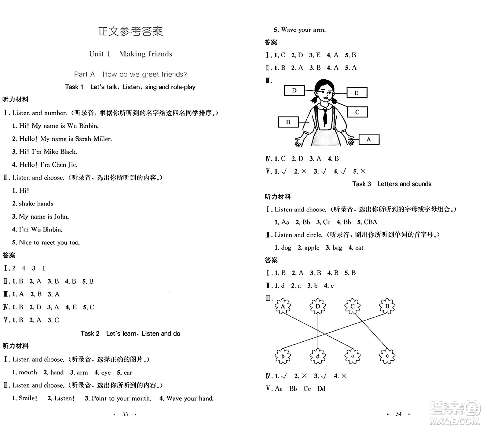 人民教育出版社2024年秋小學(xué)同步測控優(yōu)化設(shè)計三年級英語上冊人教PEP版增強(qiáng)版三起點(diǎn)答案