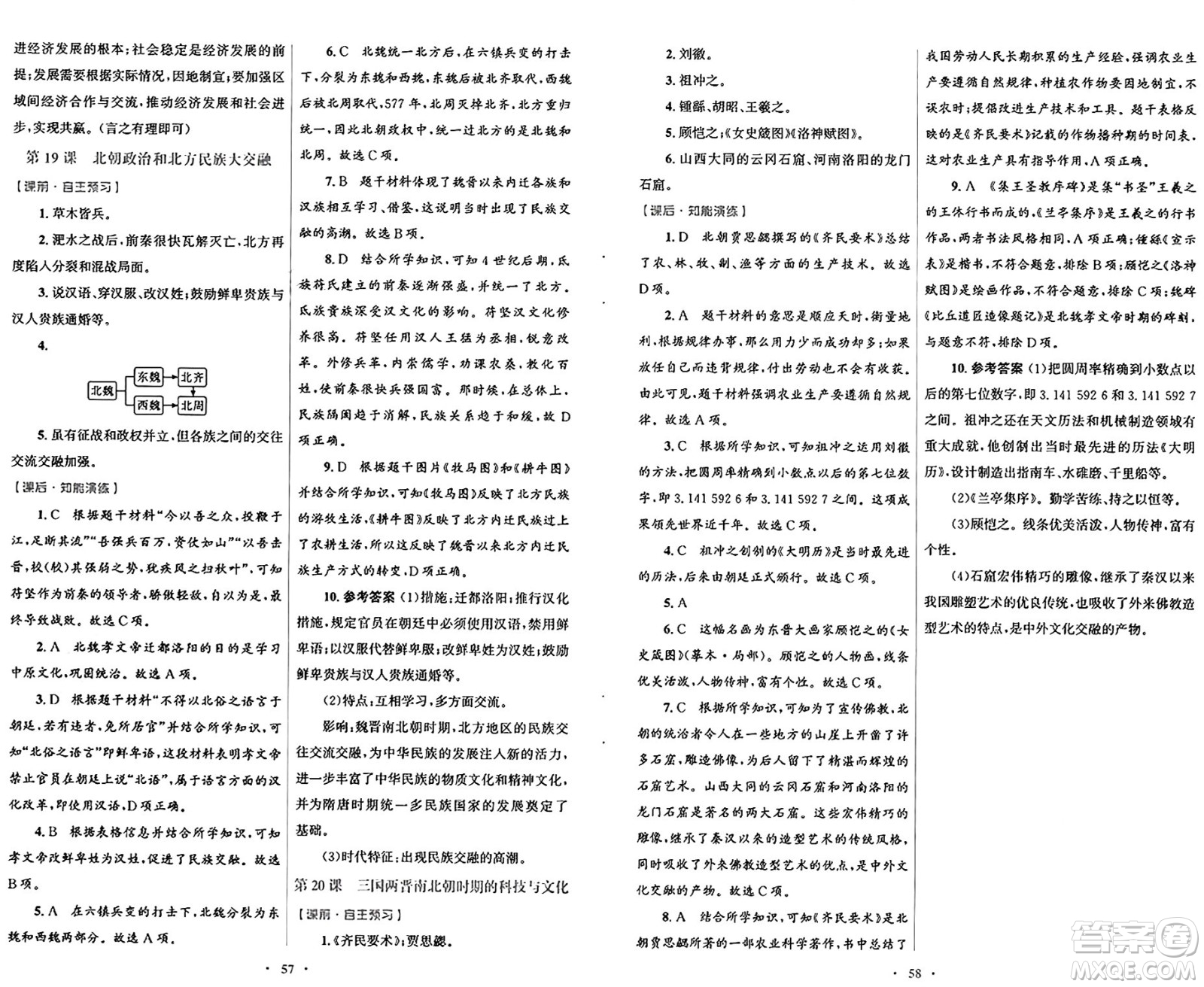 人民教育出版社2024年秋初中同步測控優(yōu)化設(shè)計七年級中國歷史上冊人教版答案