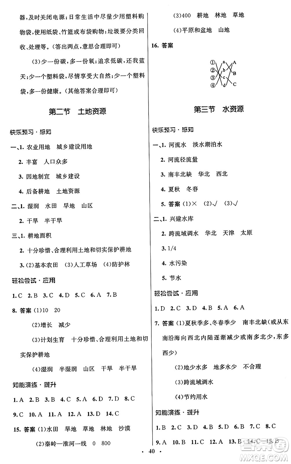 人民教育出版社2024年秋初中同步測控優(yōu)化設(shè)計(jì)八年級(jí)地理上冊(cè)人教版答案