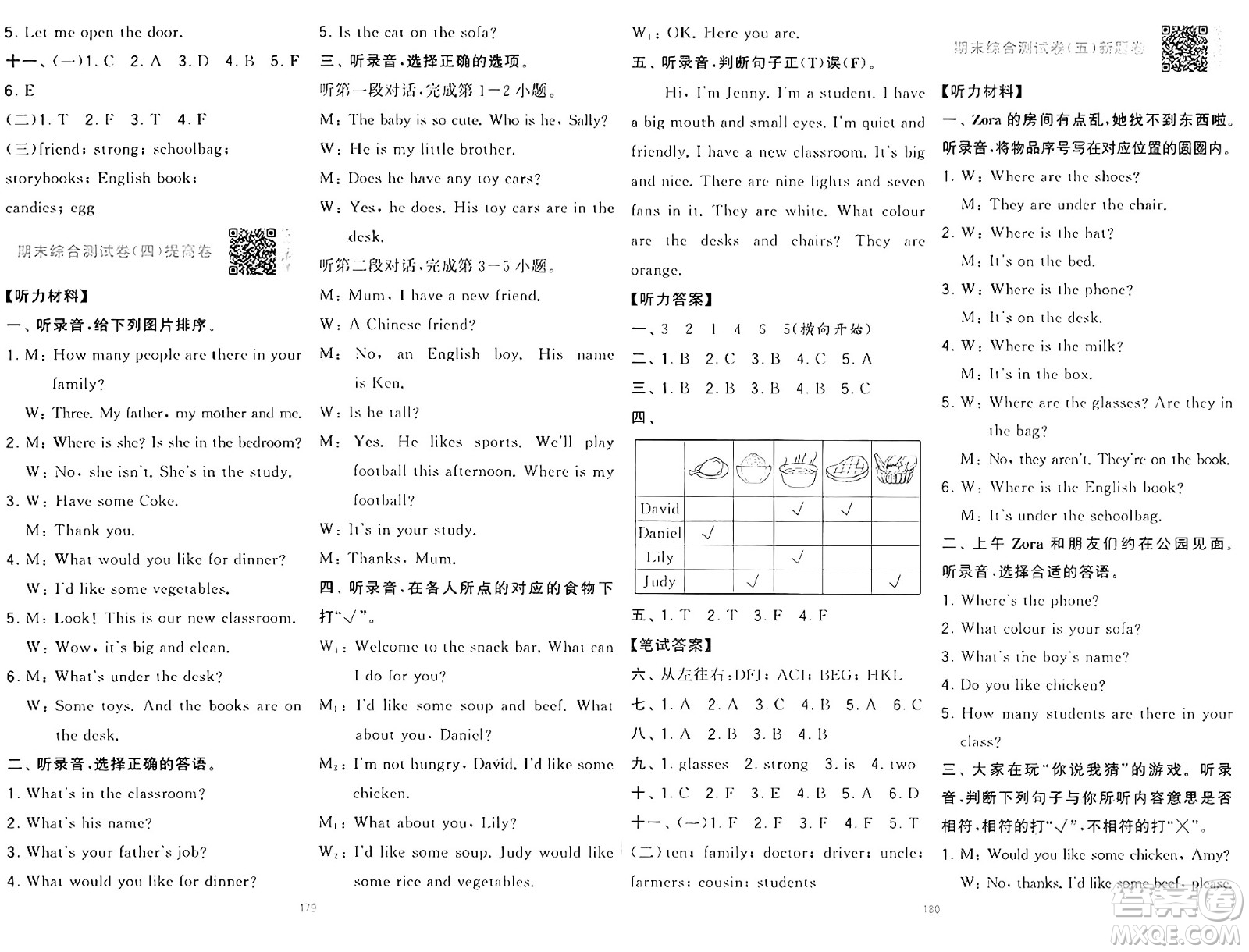 寧夏人民教育出版社2024年秋學(xué)霸提優(yōu)大試卷四年級(jí)英語(yǔ)上冊(cè)人教版答案