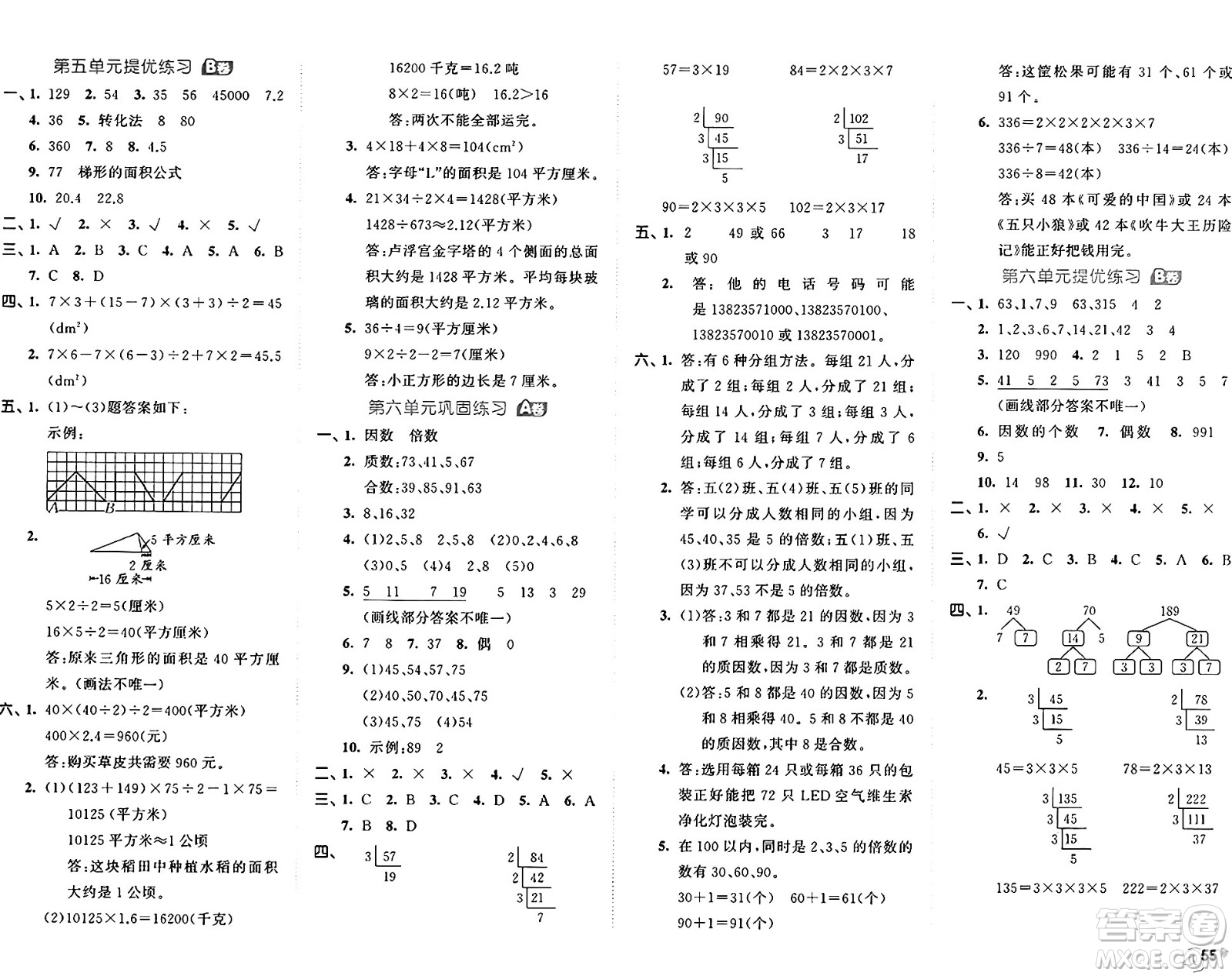 首都師范大學(xué)出版社2024年秋53全優(yōu)卷五年級數(shù)學(xué)上冊青島版答案