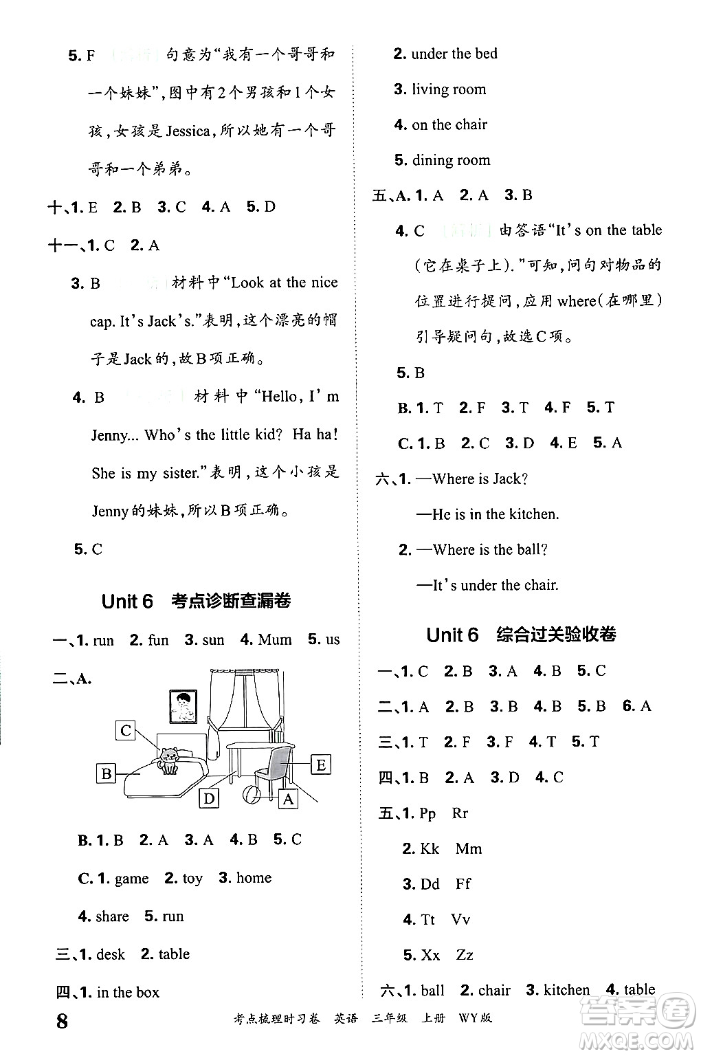 江西人民出版社2024年秋王朝霞考點(diǎn)梳理時(shí)習(xí)卷三年級(jí)英語上冊外研版答案
