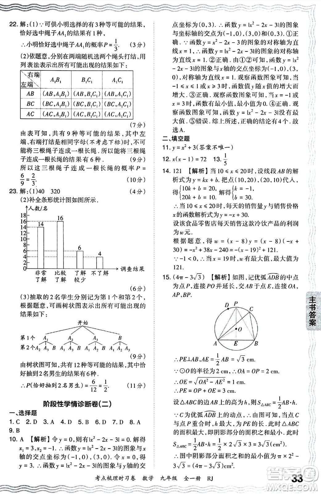 江西人民出版社2025年秋王朝霞考點梳理時習卷九年級數(shù)學全一冊人教版答案