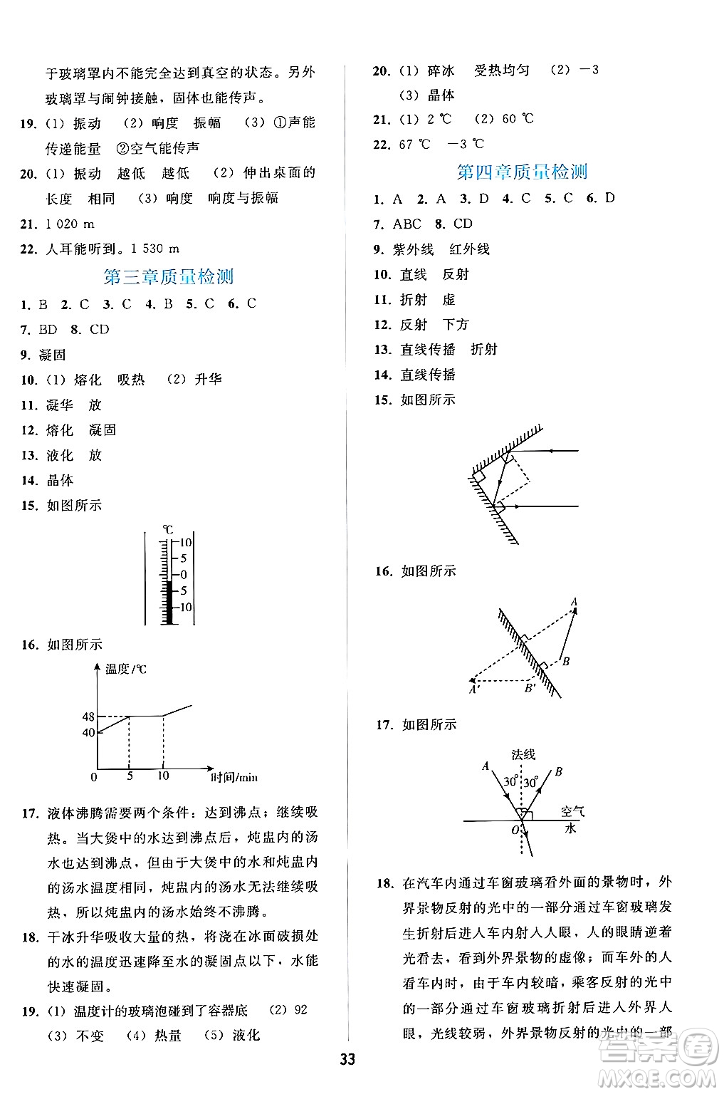 人民教育出版社2024年秋同步輕松練習(xí)八年級物理上冊人教版答案
