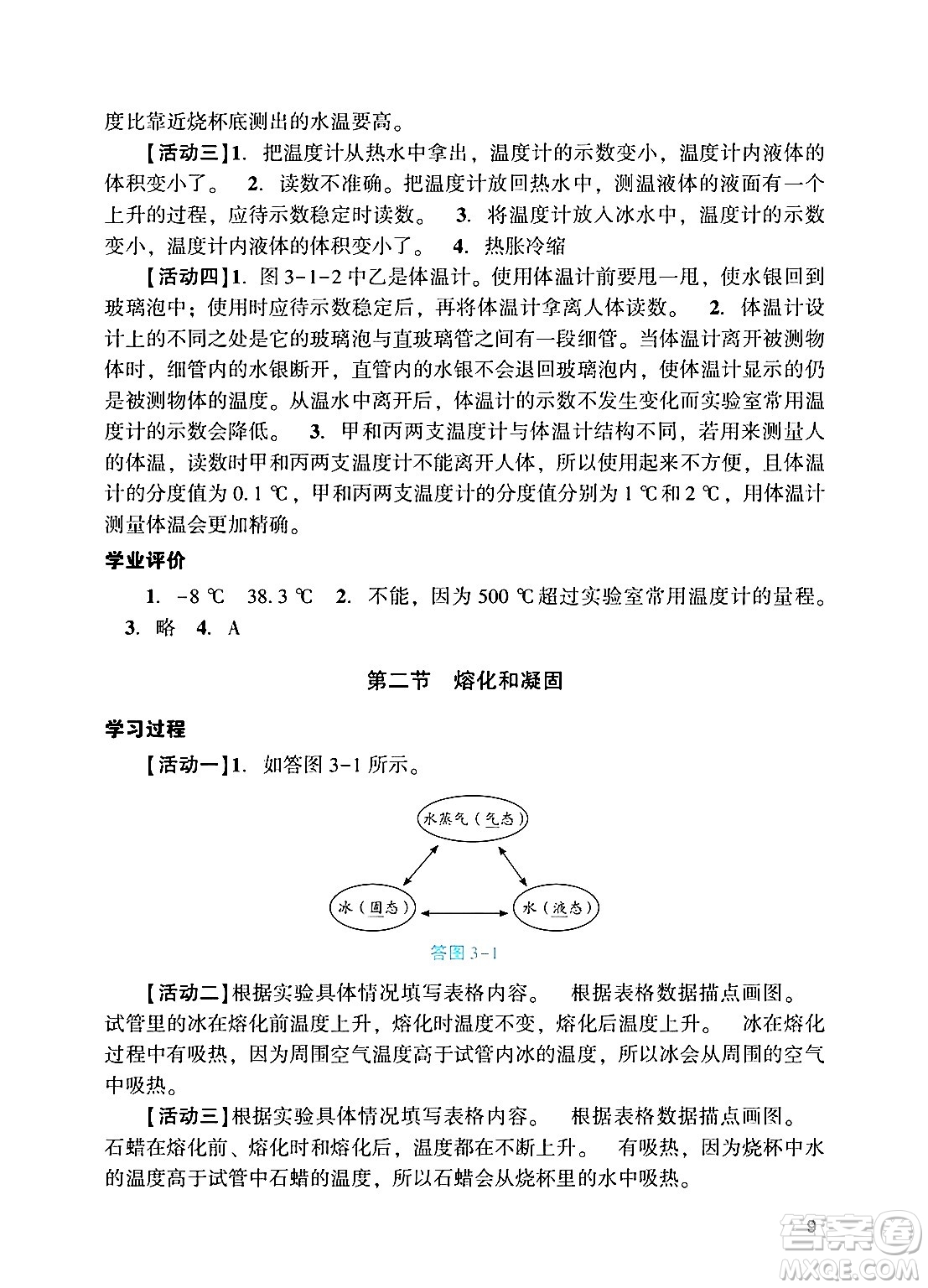 廣州出版社2024年秋陽(yáng)光學(xué)業(yè)評(píng)價(jià)八年級(jí)物理上冊(cè)人教版答案
