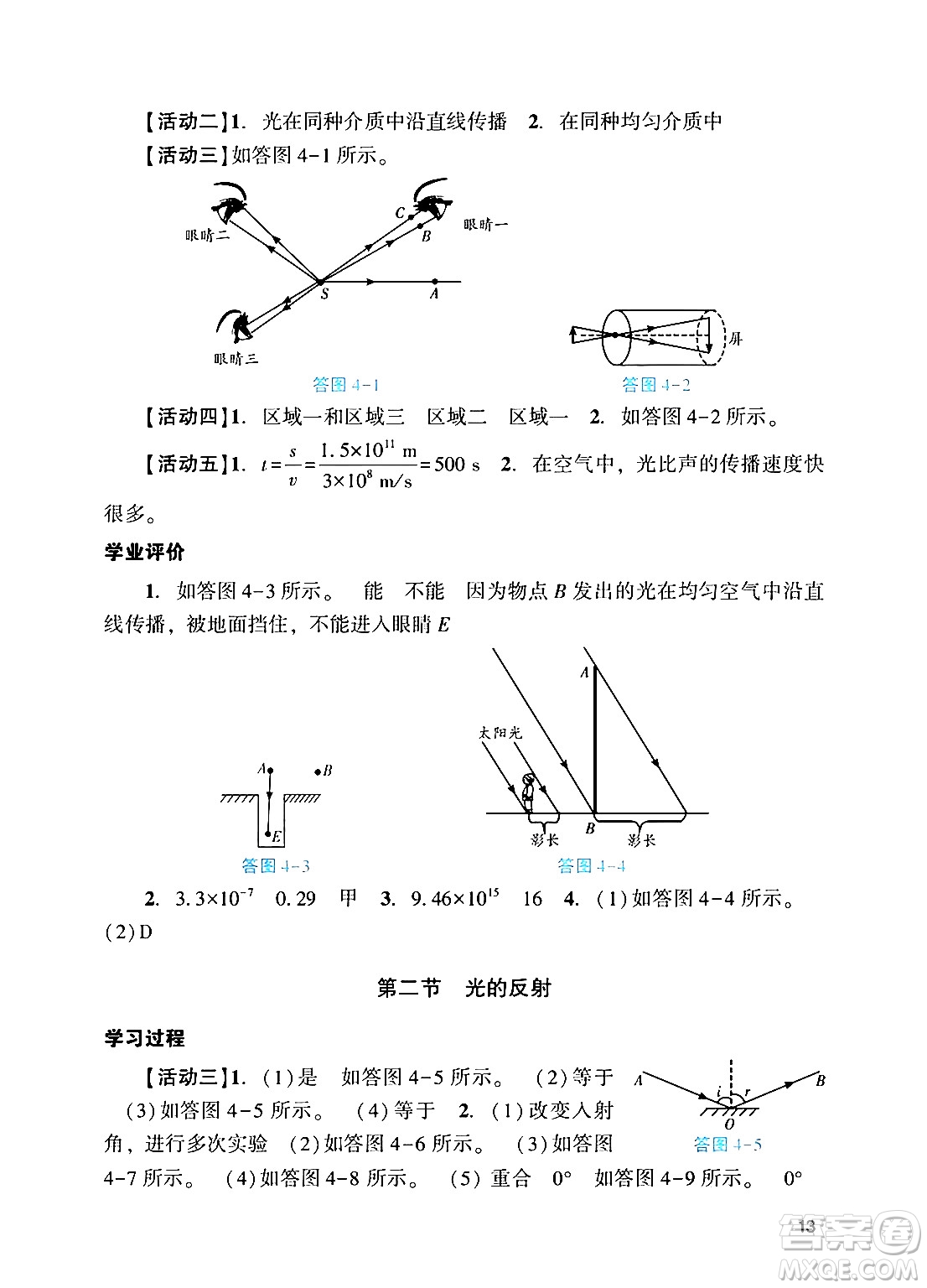 廣州出版社2024年秋陽(yáng)光學(xué)業(yè)評(píng)價(jià)八年級(jí)物理上冊(cè)人教版答案