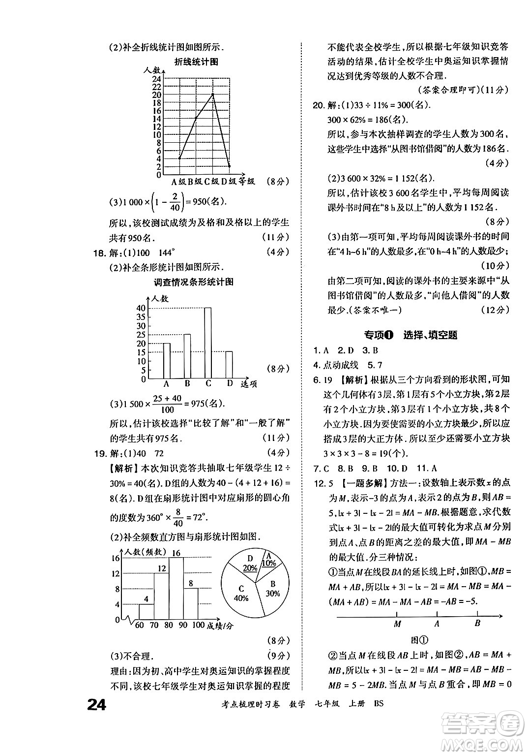 江西人民出版社2024年秋王朝霞考點(diǎn)梳理時習(xí)卷七年級數(shù)學(xué)上冊北師大版答案