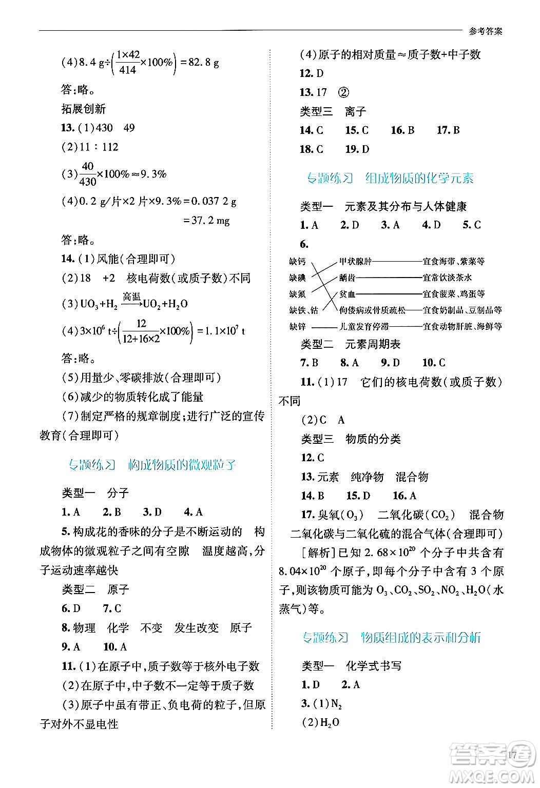 山西教育出版社2024年秋新課程問題解決導(dǎo)學(xué)方案九年級(jí)化學(xué)上冊(cè)滬教版答案