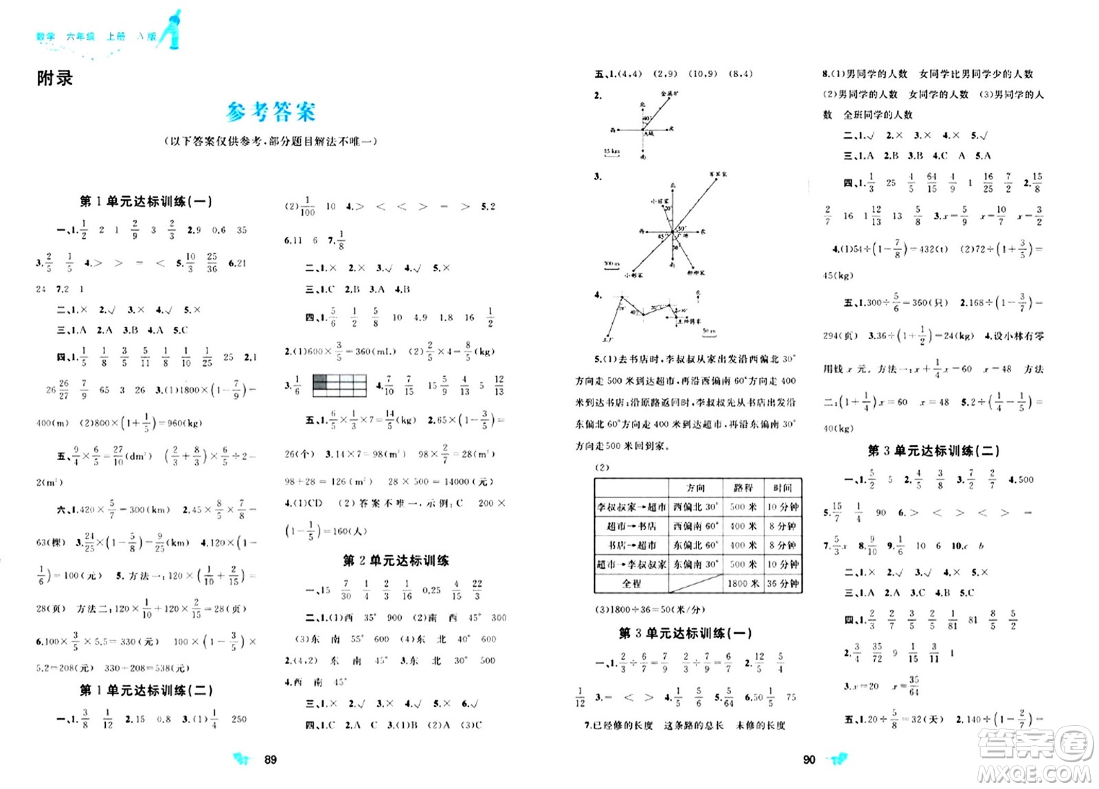 廣西師范大學出版社2024年秋新課程學習與測評單元雙測六年級數(shù)學上冊A版人教版答案