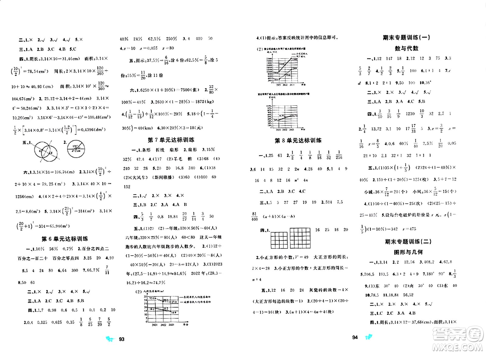 廣西師范大學出版社2024年秋新課程學習與測評單元雙測六年級數(shù)學上冊A版人教版答案