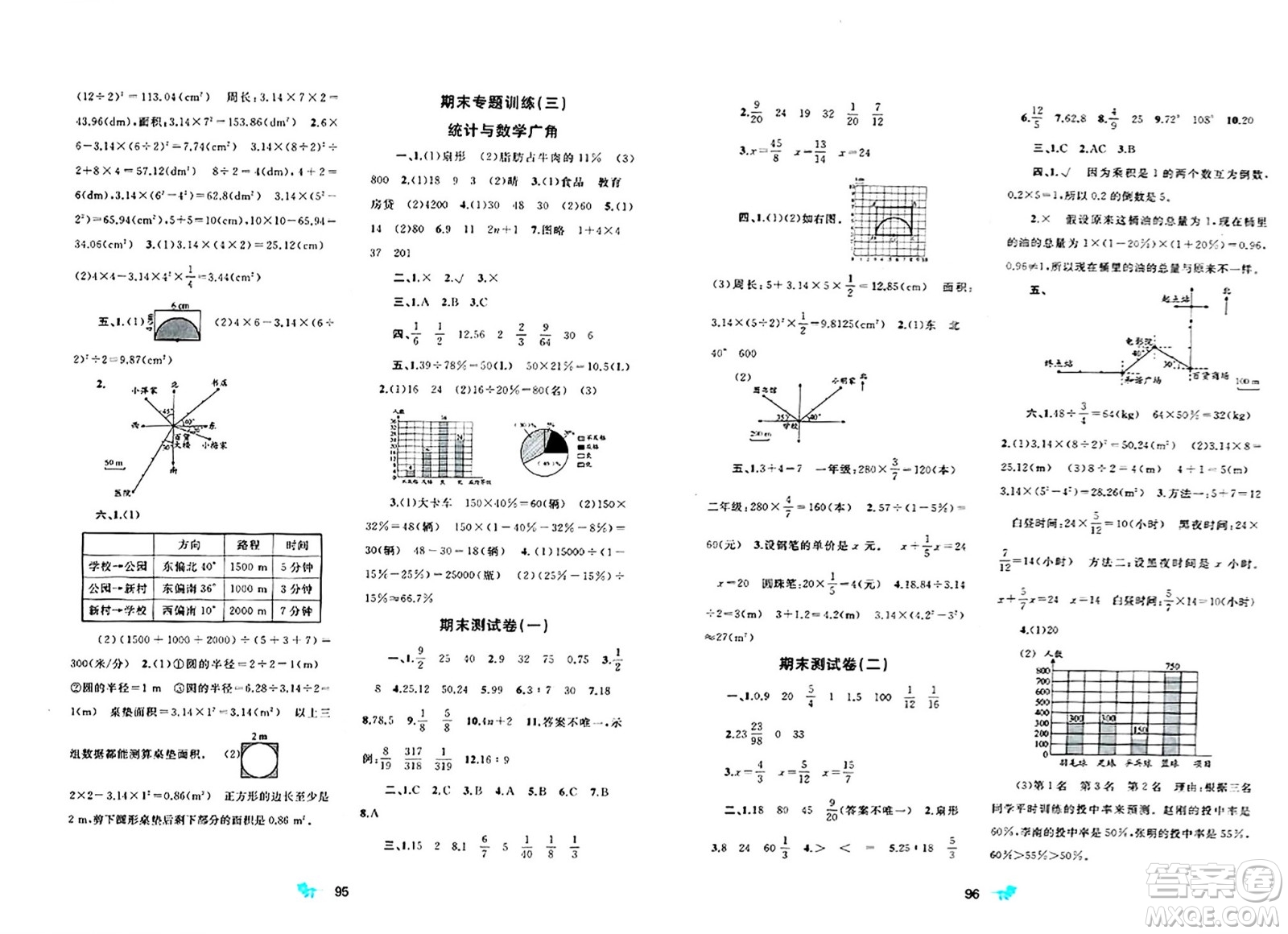 廣西師范大學出版社2024年秋新課程學習與測評單元雙測六年級數(shù)學上冊A版人教版答案