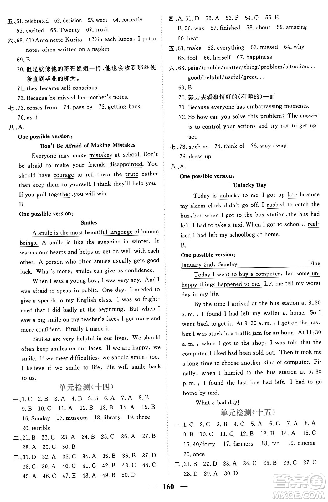青海人民出版社2025年秋新坐標同步練習(xí)九年級英語全一冊人教版青海專版答案