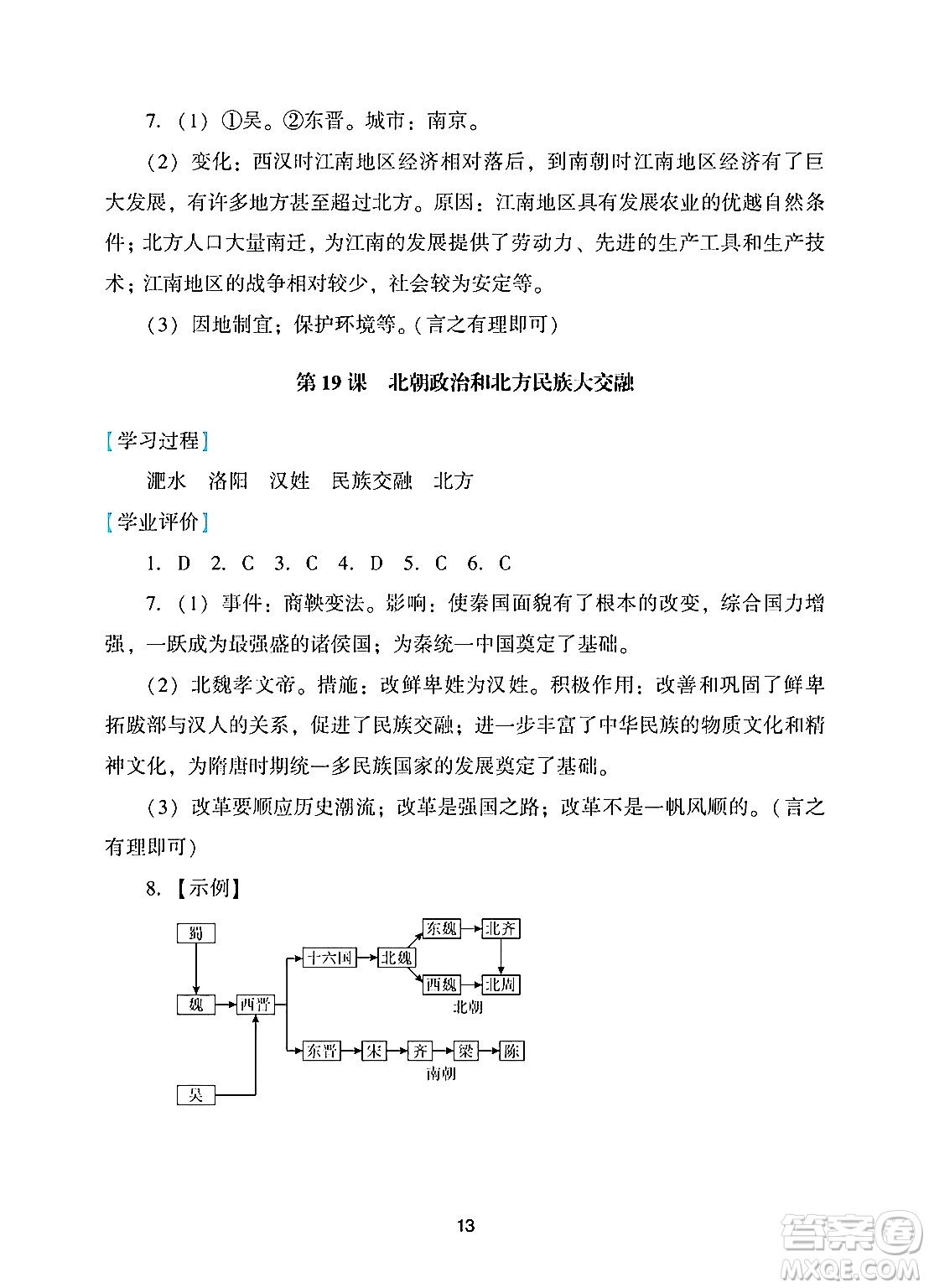 廣州出版社2024年秋陽(yáng)光學(xué)業(yè)評(píng)價(jià)七年級(jí)歷史上冊(cè)人教版答案